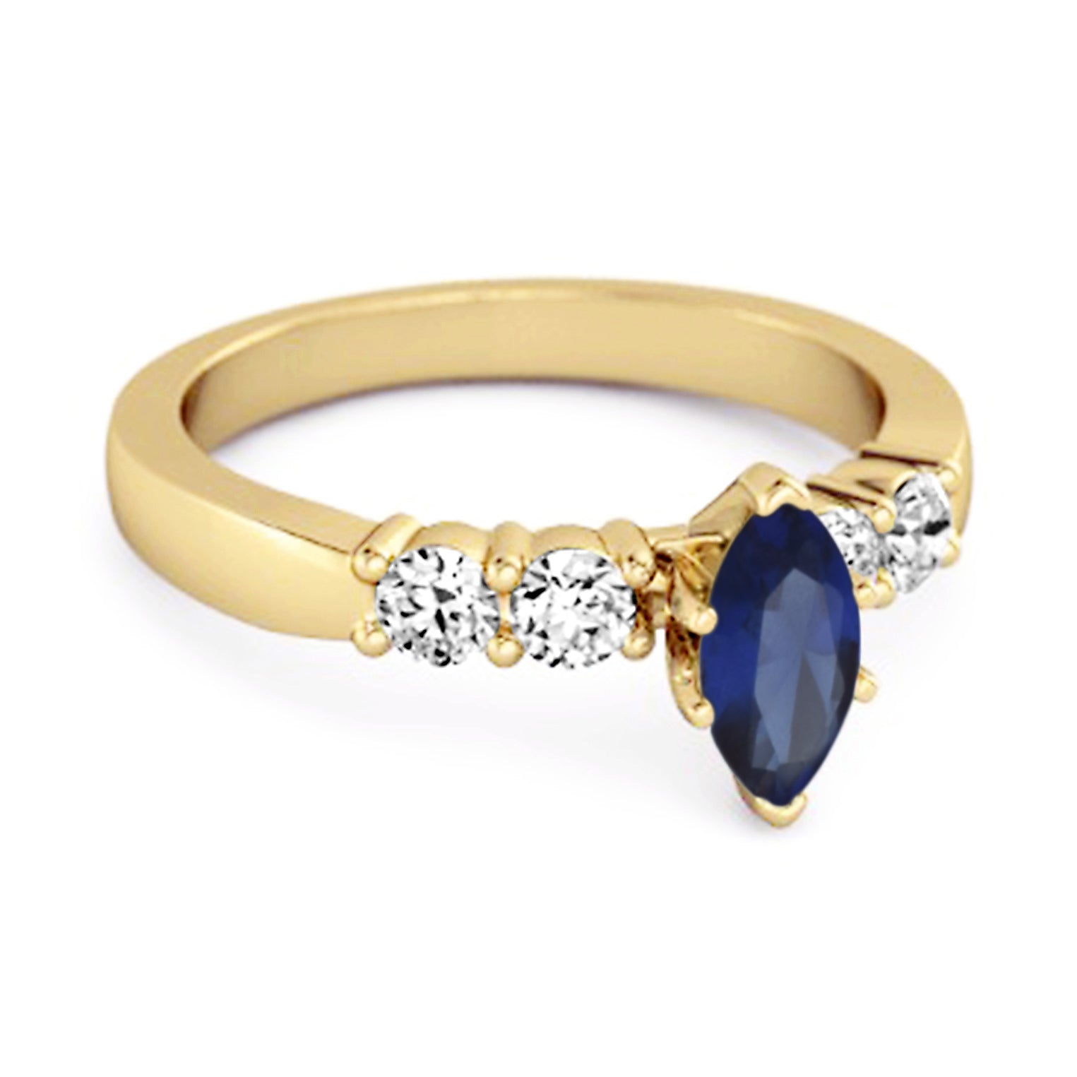 Blue Sapphire Tapered Five-Stone Ring – Sterling Silver