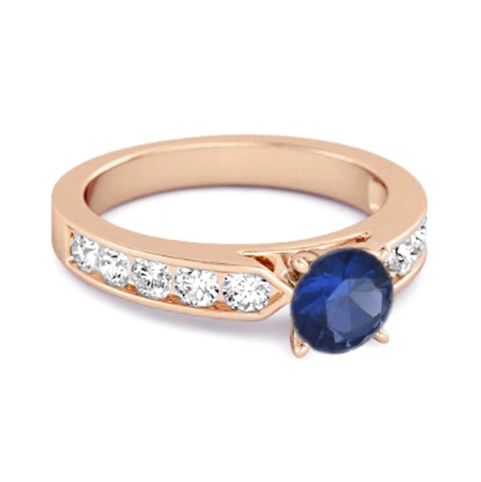 Blue Sapphire Round Solitaire Statement Ring – Sterling Silver