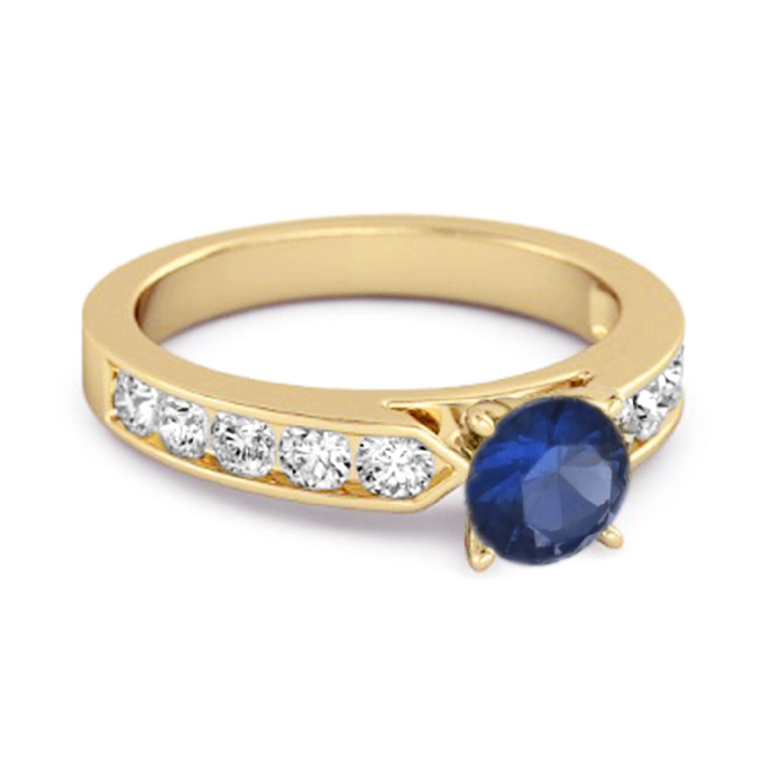 Blue Sapphire Round Solitaire Statement Ring – Sterling Silver