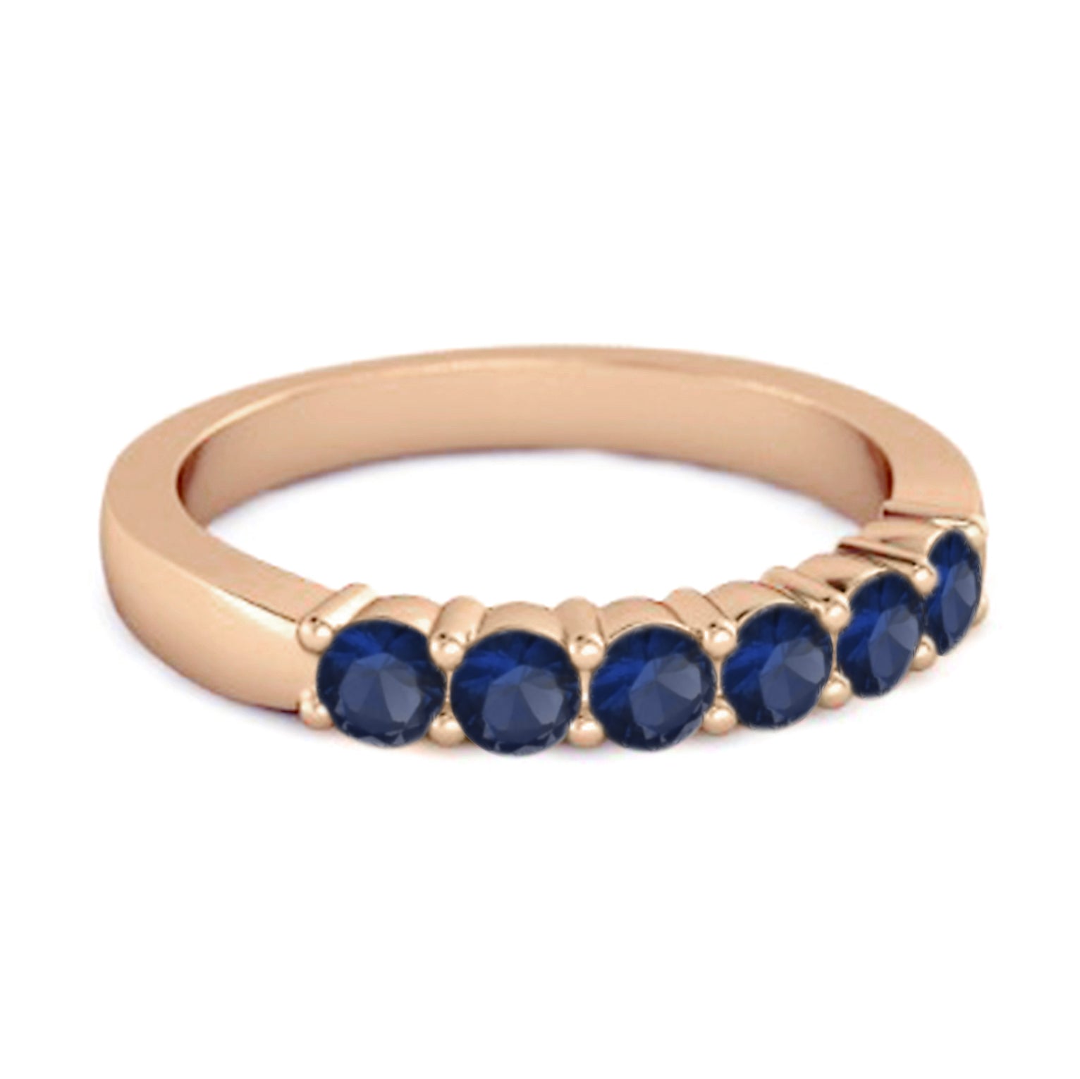 Blue Sapphire Half Eternity Band Ring – Sterling Silver
