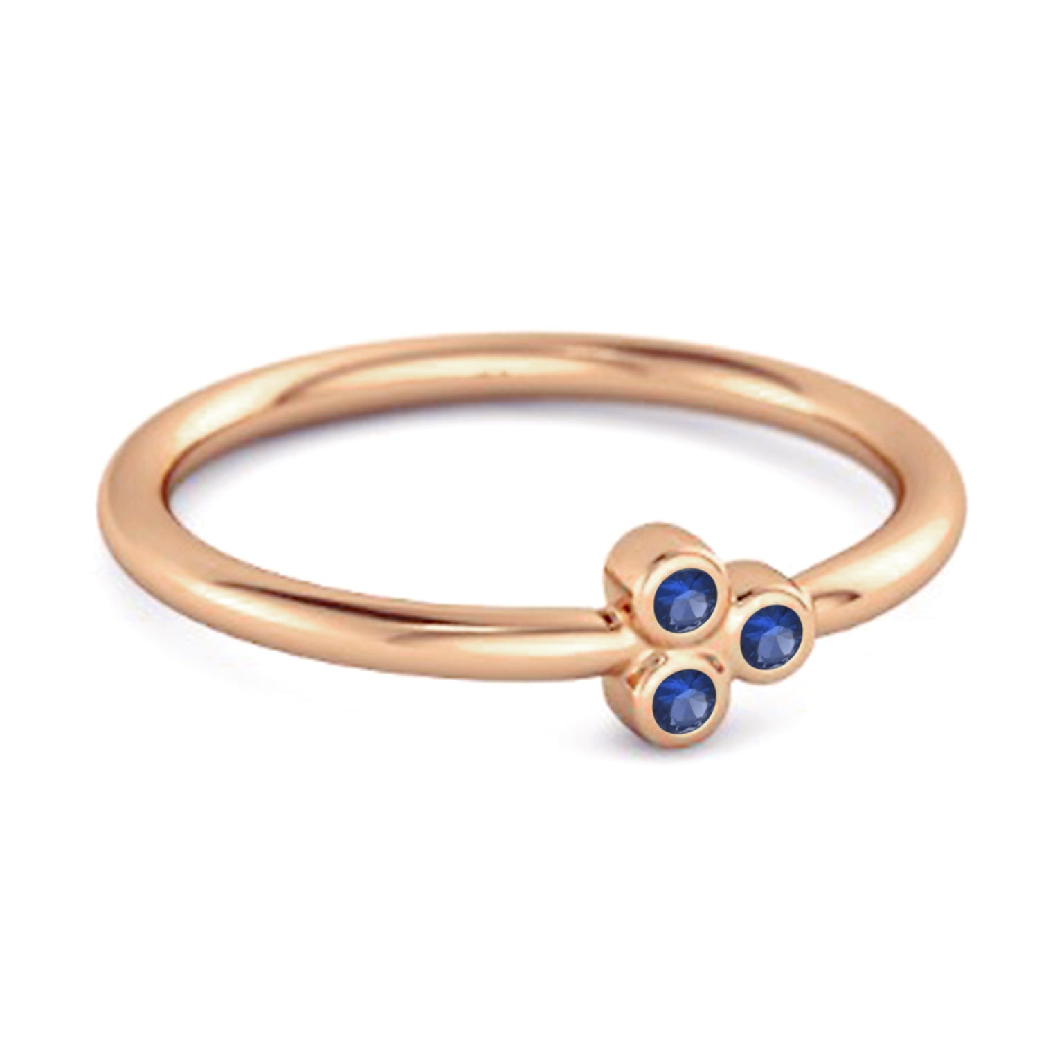 Blue Sapphire Triple Bezel Cluster Ring - Sterling Silver