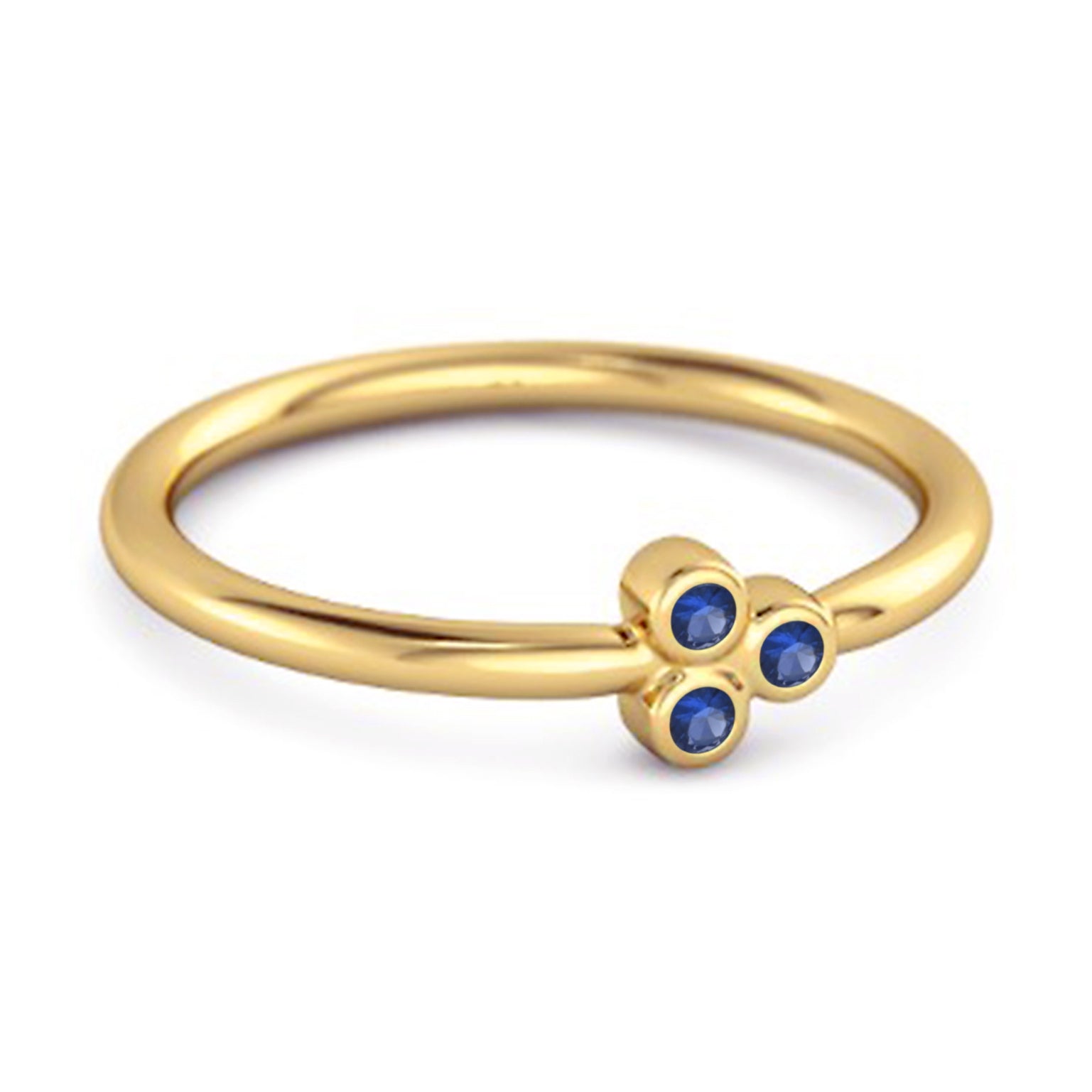 Blue Sapphire Triple Bezel Cluster Ring - Sterling Silver