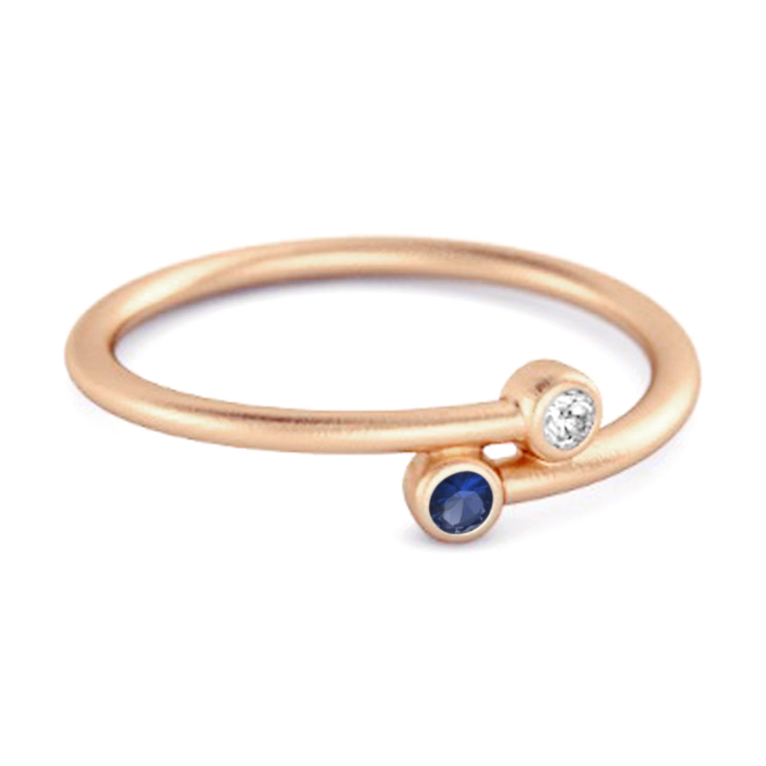 Blue Sapphire Open Bezel Two-Stone Ring - Sterling Silver