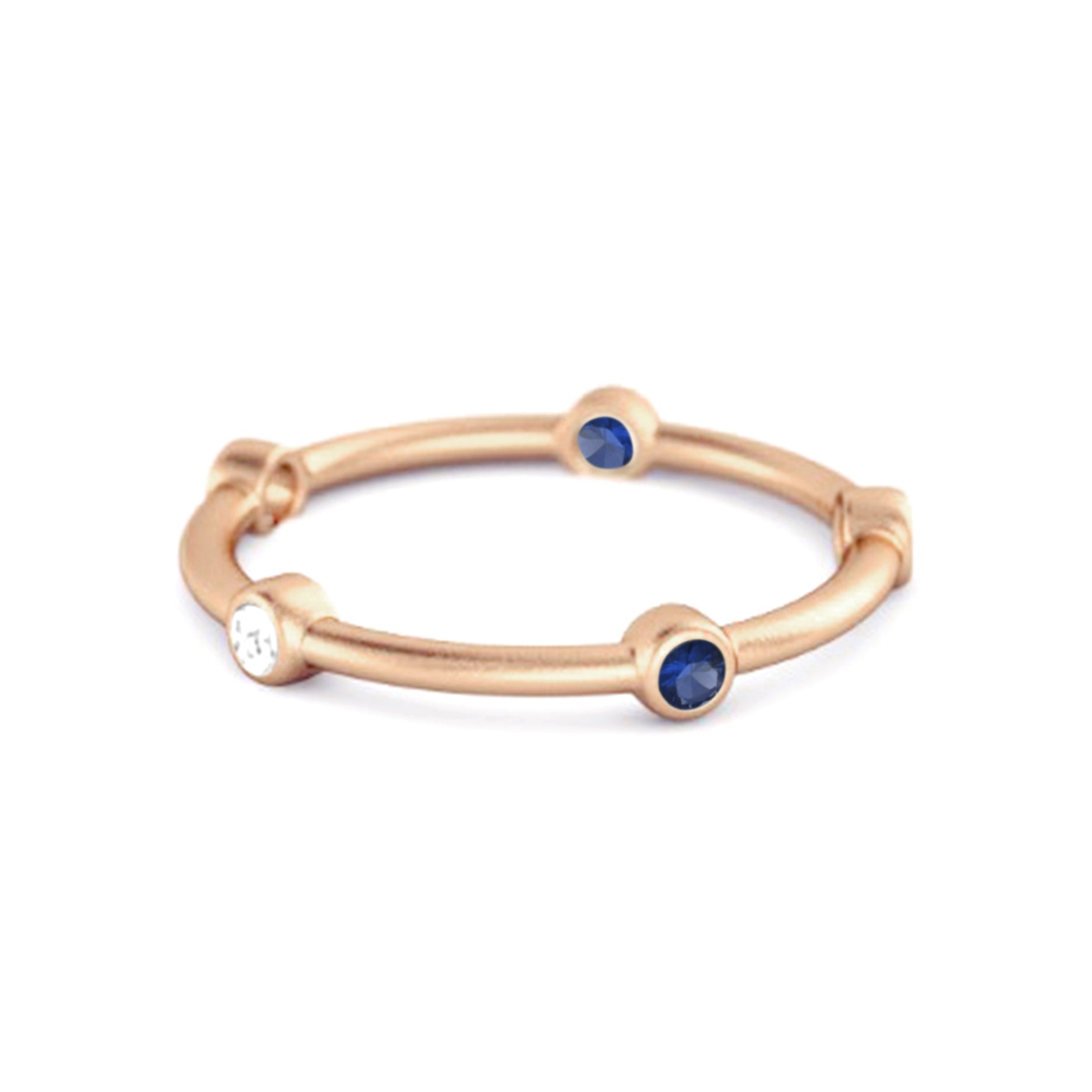 Blue Sapphire Bezel-Set Stacking Band Ring - Sterling Silver