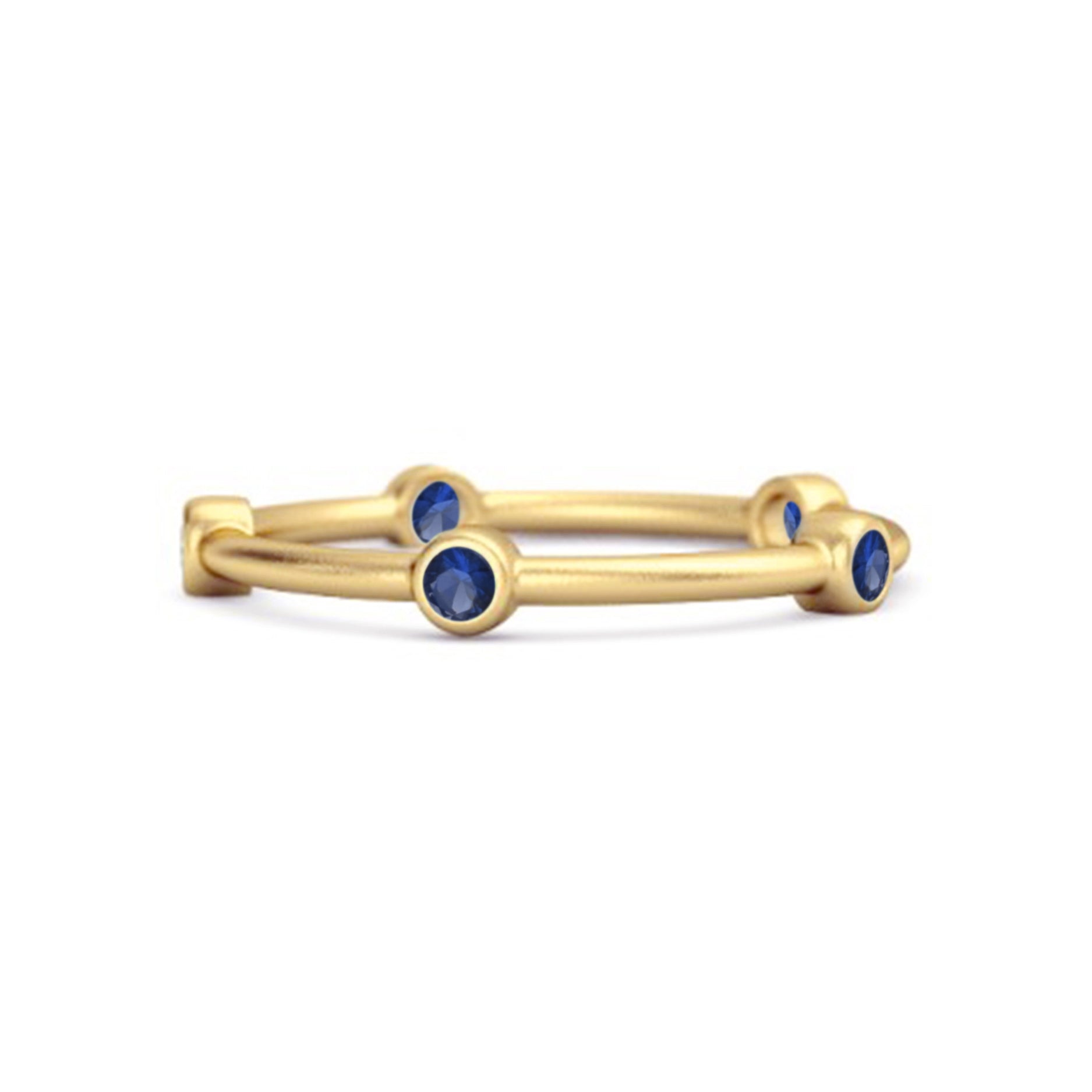 925 Sterling Silver Stackable Wedding Band Blue Sapphire Five Stone Ring