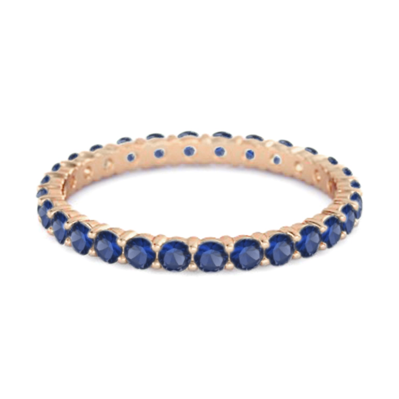 Blue Sapphire Eternity Band Ring - Sterling Silver