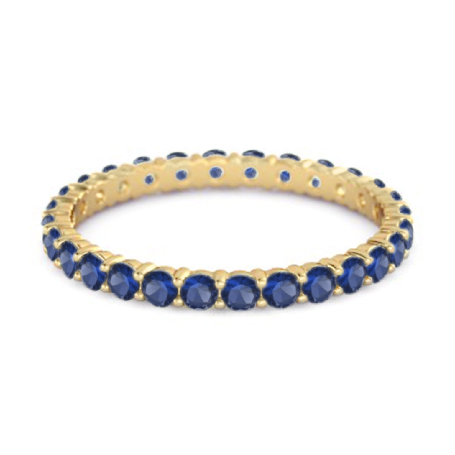 Blue Sapphire Eternity Band Ring - Sterling Silver