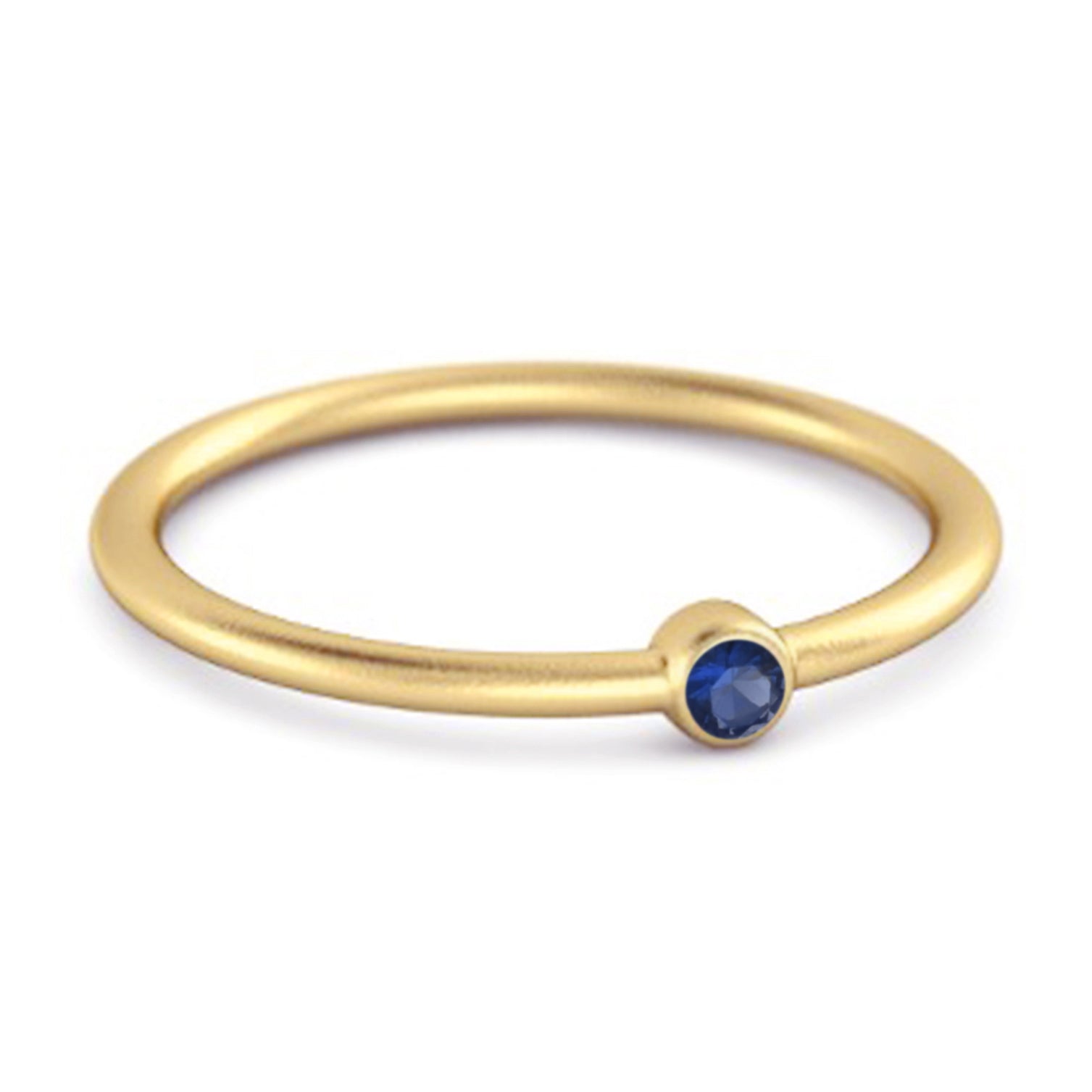 Anello solitario impilabile in argento sterling 925 con zaffiro blu da 0,1 ct