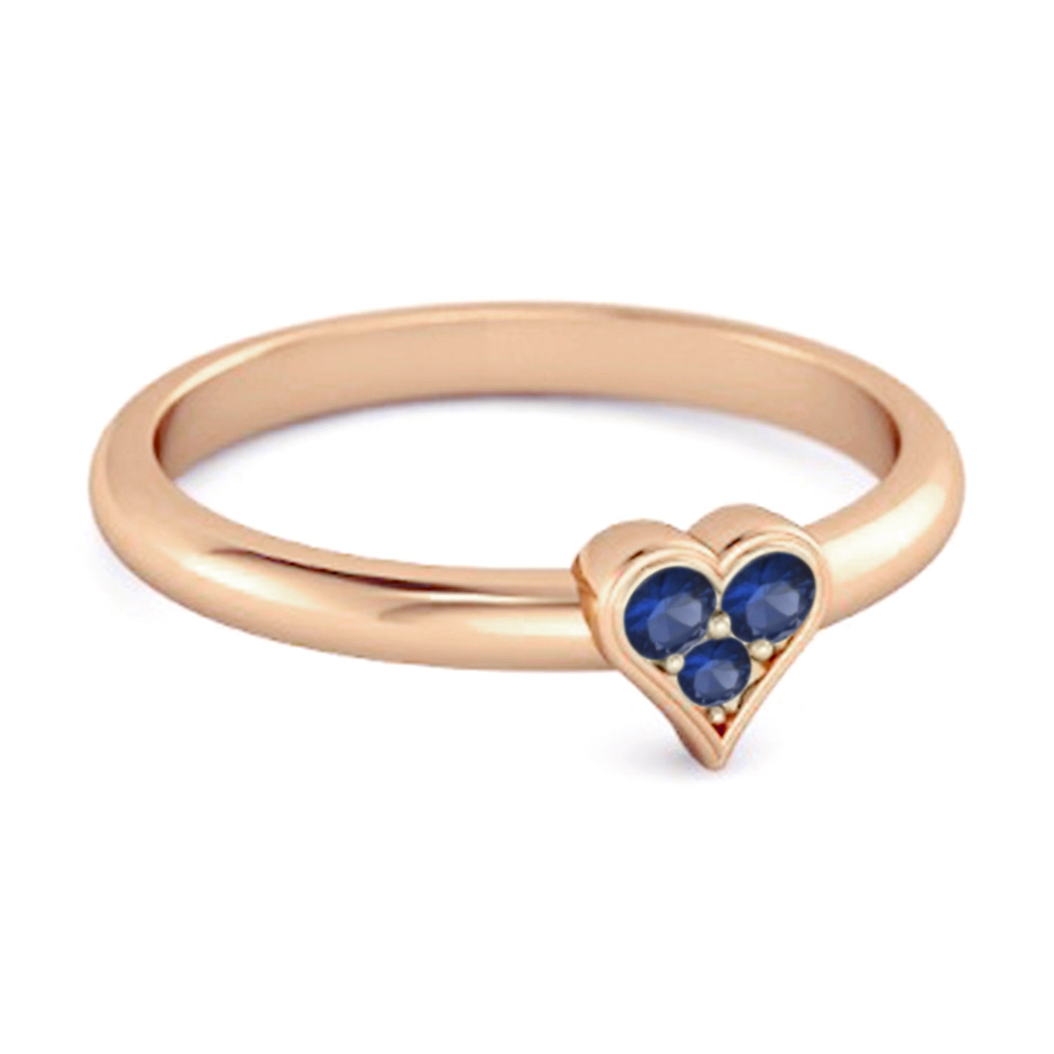 Anello in argento sterling 925 con zaffiro blu scintillante a forma di cuore da 0,60 ct