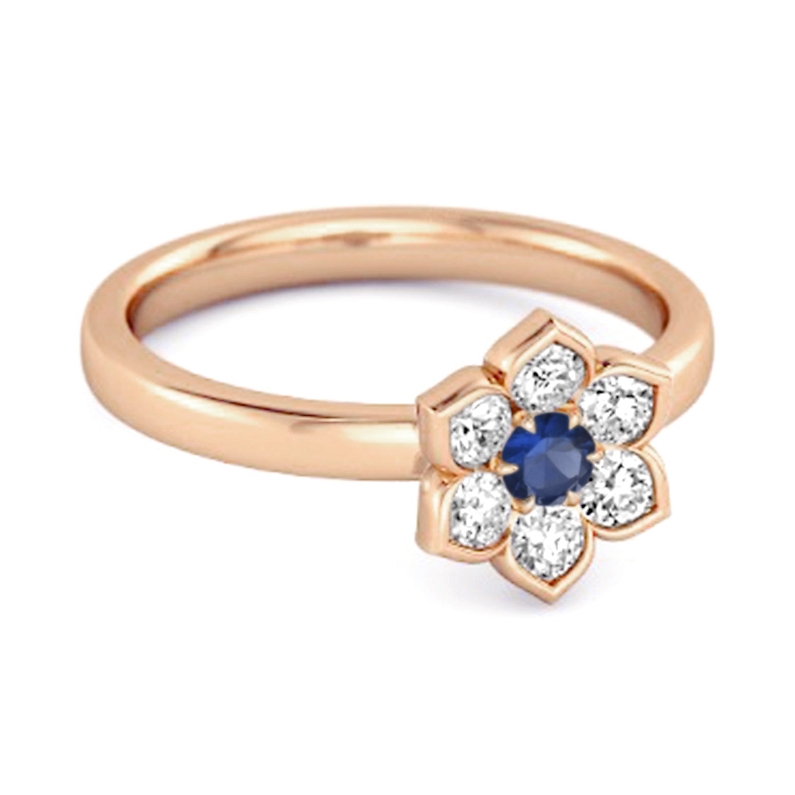 Blue Sapphire Floral Ring – Sterling Silver