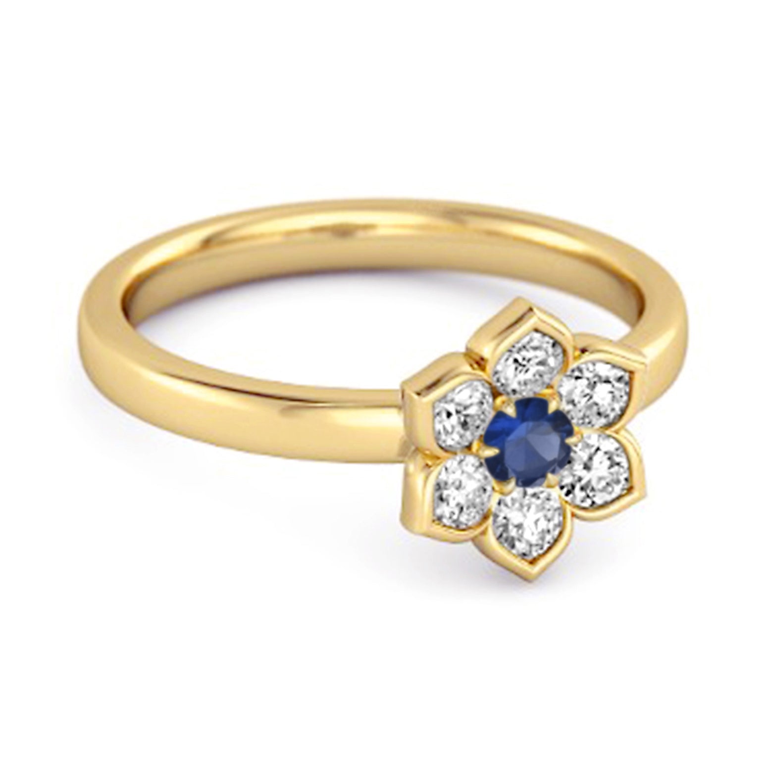 Blue Sapphire Floral Ring – Sterling Silver