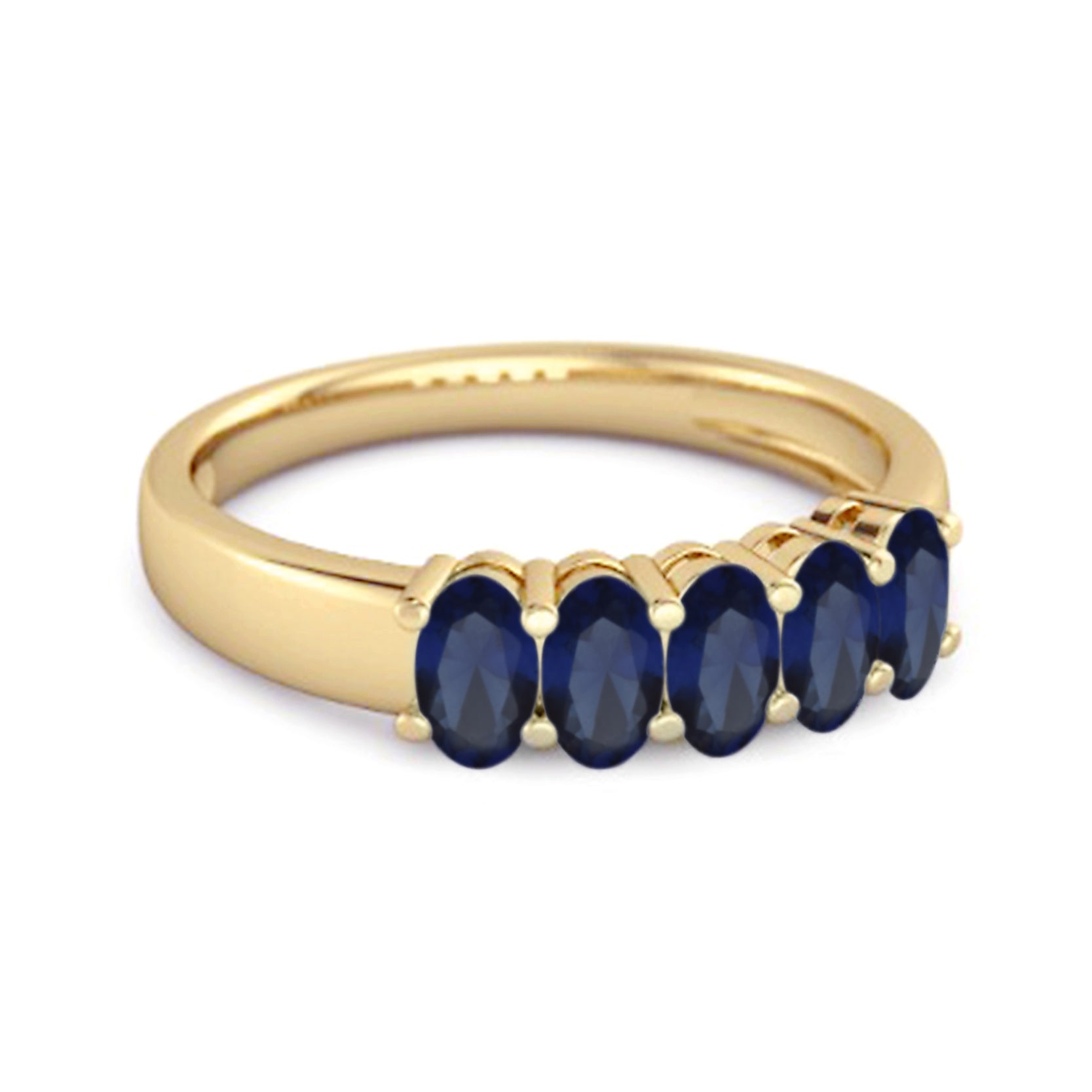 Blue Sapphire Half Eternity Band – Sterling Silver