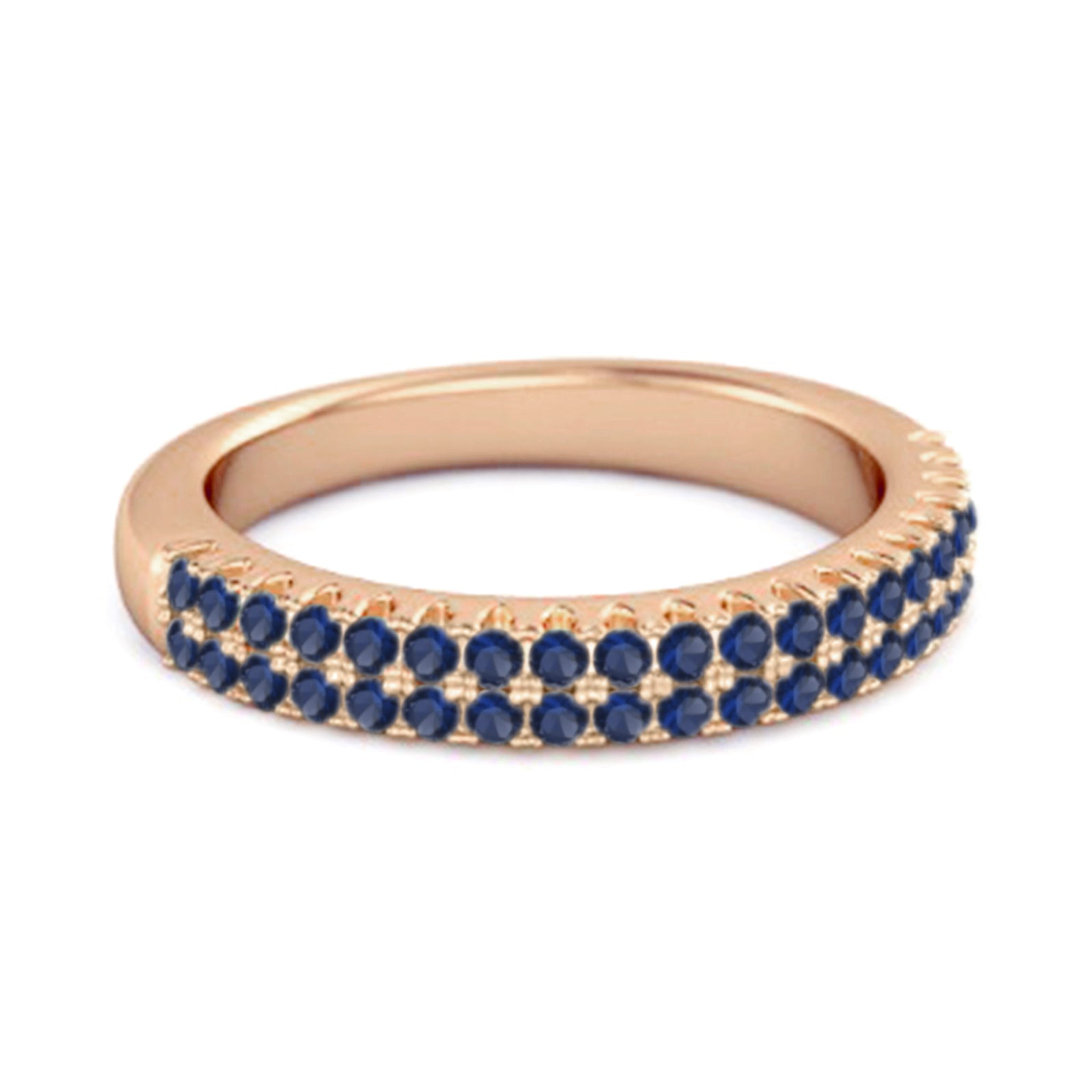 Blue Sapphire Double Row Eternity Band Ring – Sterling Silver