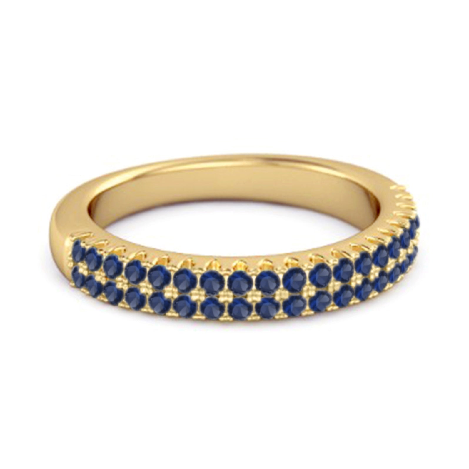 Blue Sapphire Double Row Eternity Band Ring – Sterling Silver
