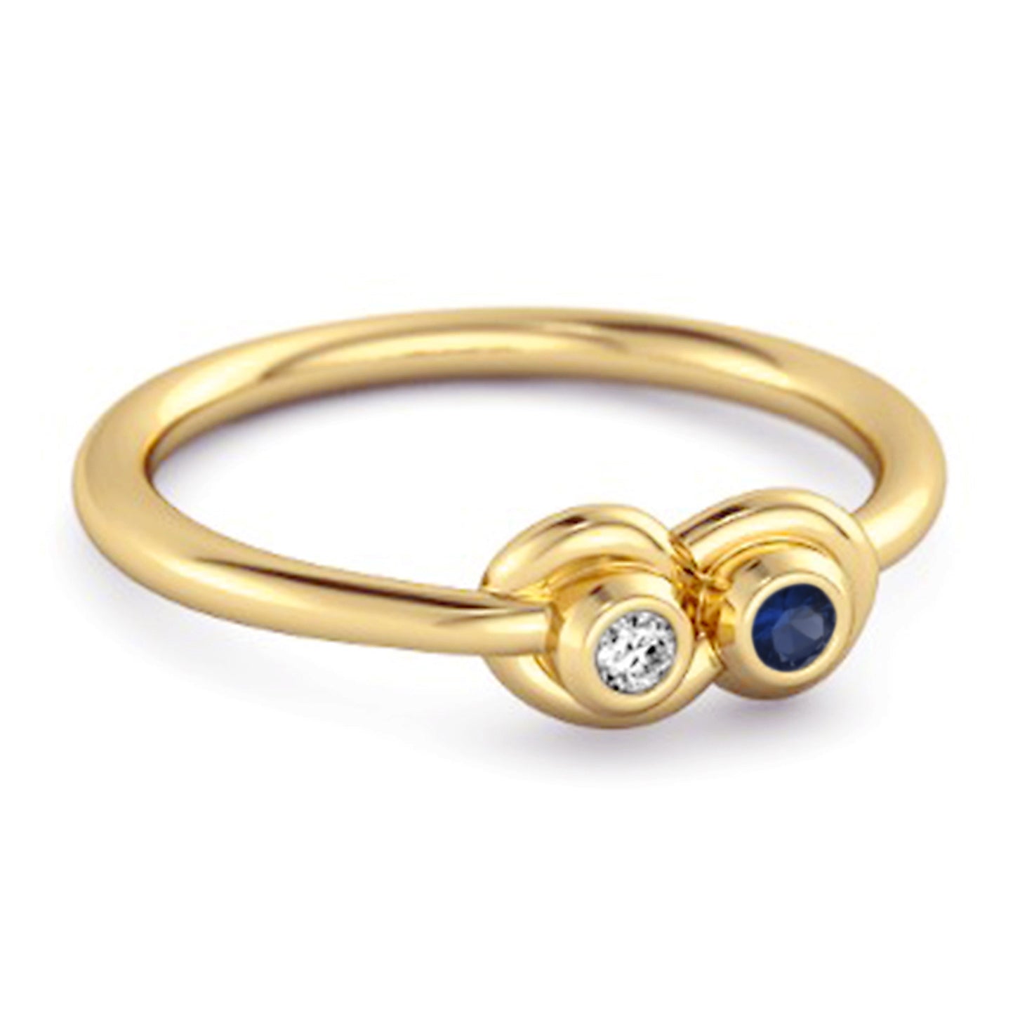 Anello Infinity Lovers in argento sterling 925 con zaffiro blu da 0,10 ct e doppia pietra
