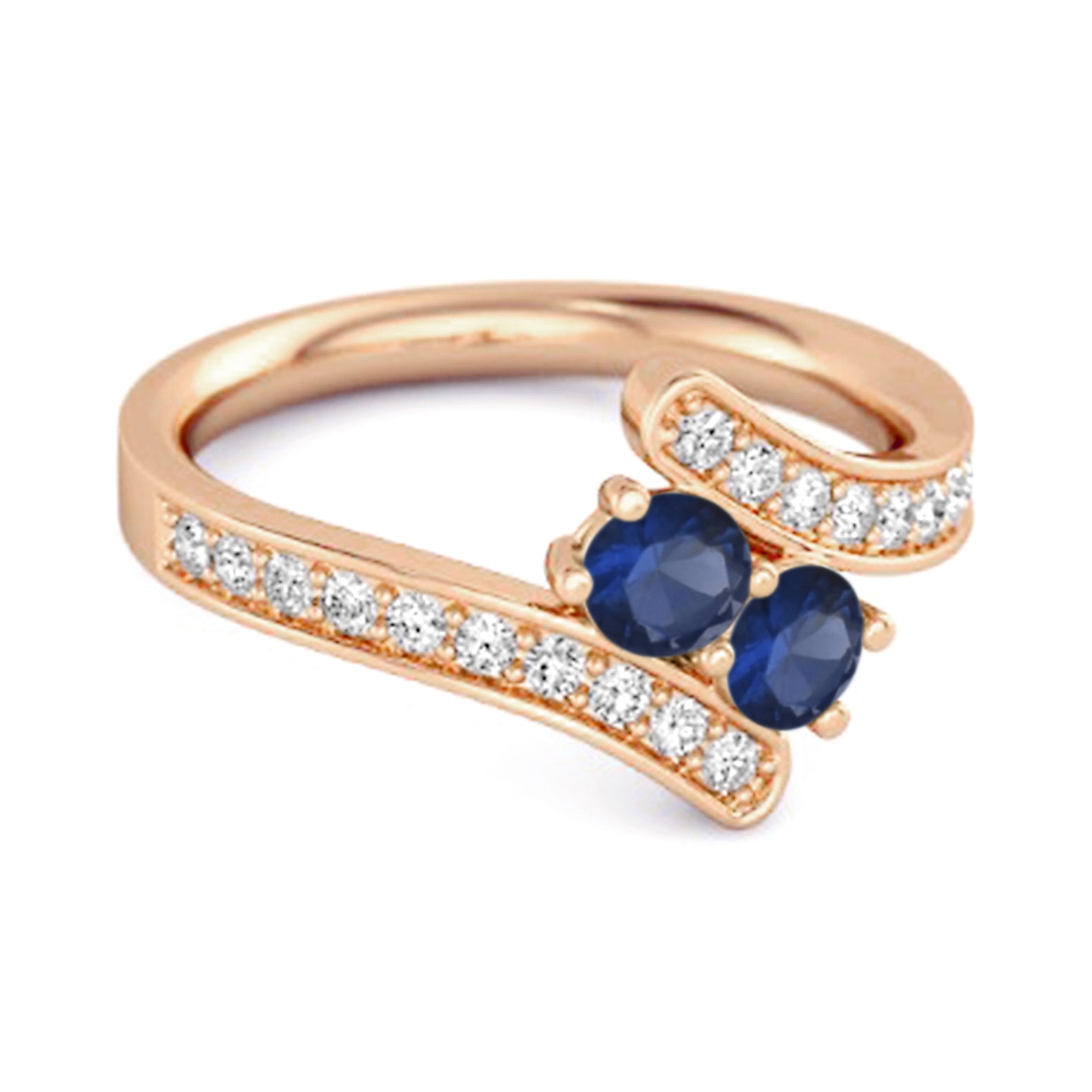 Blue Sapphire Bypass Ring – Sterling Silver