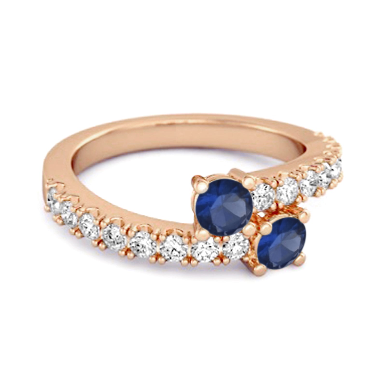 Blue Sapphire Bypass Ring – Sterling Silver