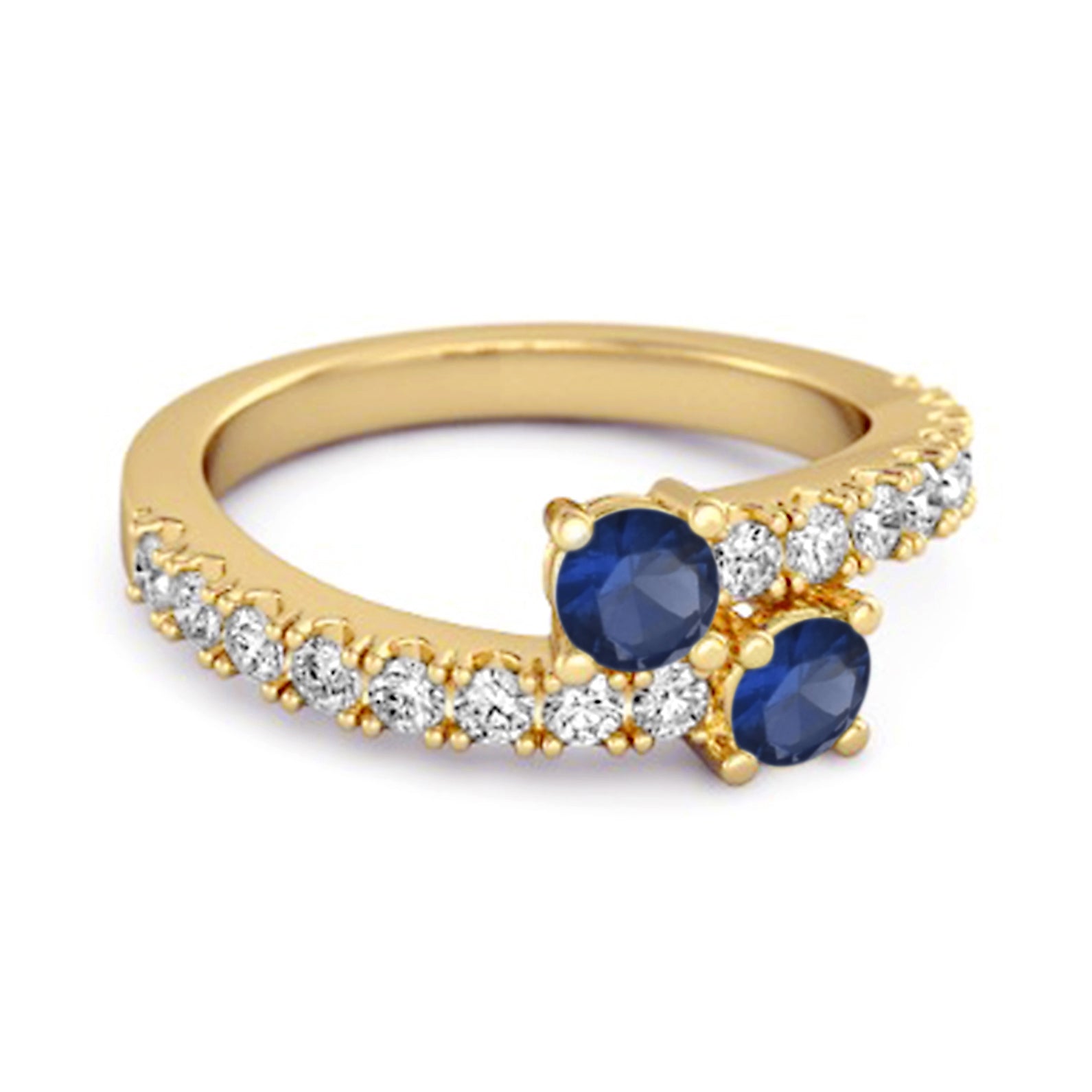 Blue Sapphire Bypass Ring – Sterling Silver