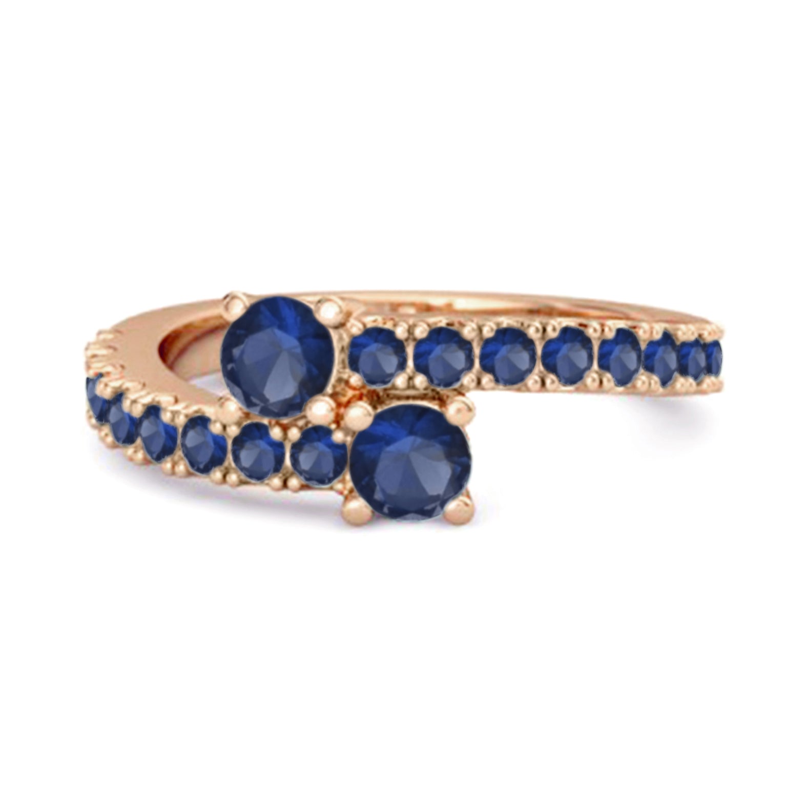 Anello da sposa classico in argento sterling 925 con gambo diviso e zaffiro blu