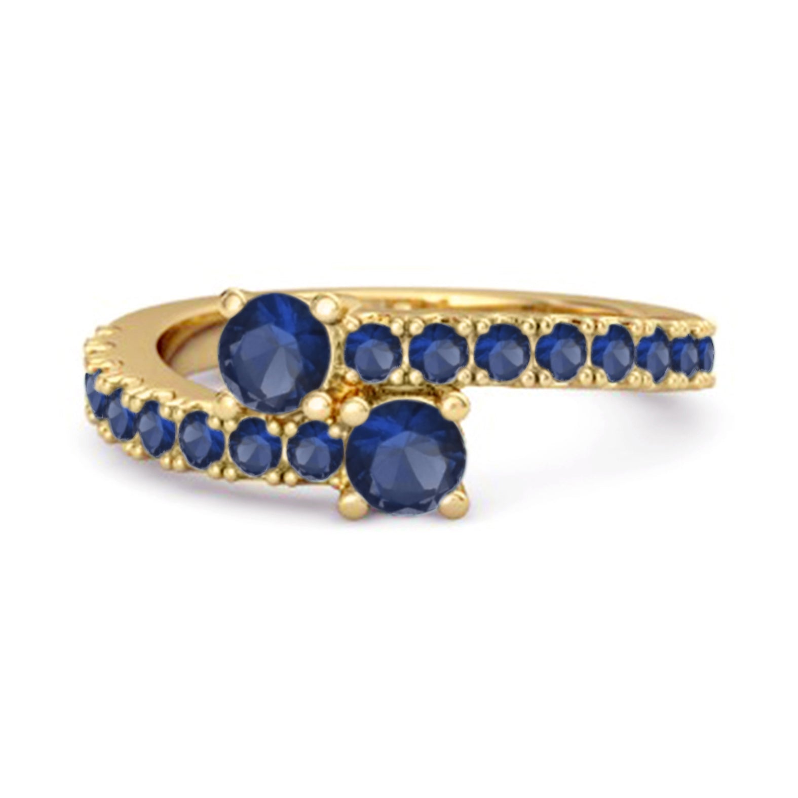 Anello da sposa classico in argento sterling 925 con gambo diviso e zaffiro blu