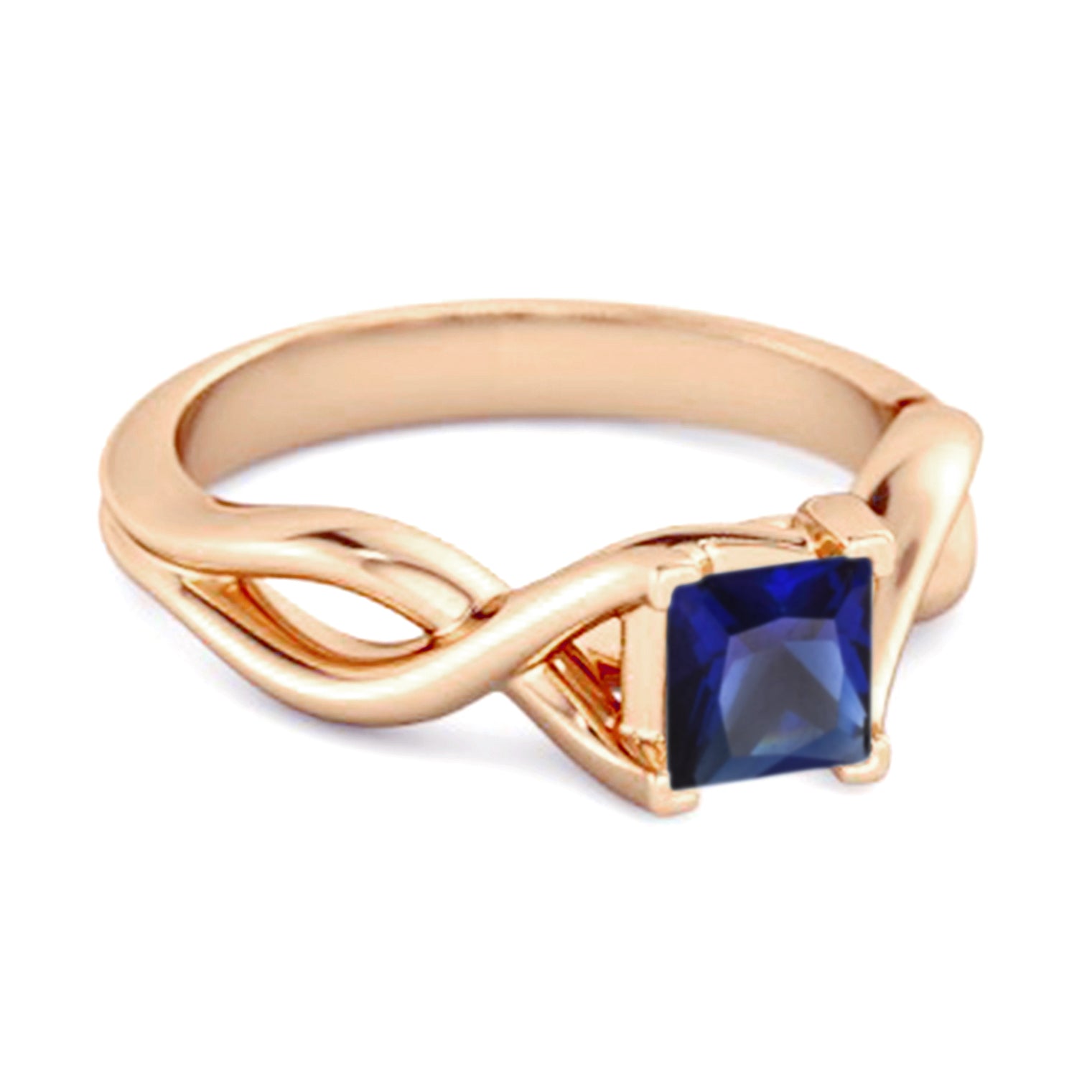 Blue Sapphire Twisted Vine Band Ring - Sterling Silver