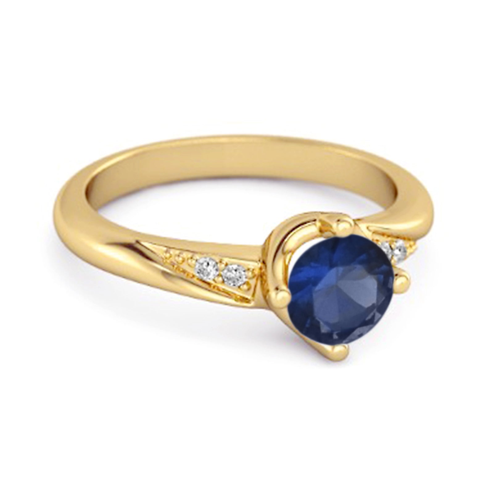 Blue Sapphire Wedding Ring -Sterling Silver