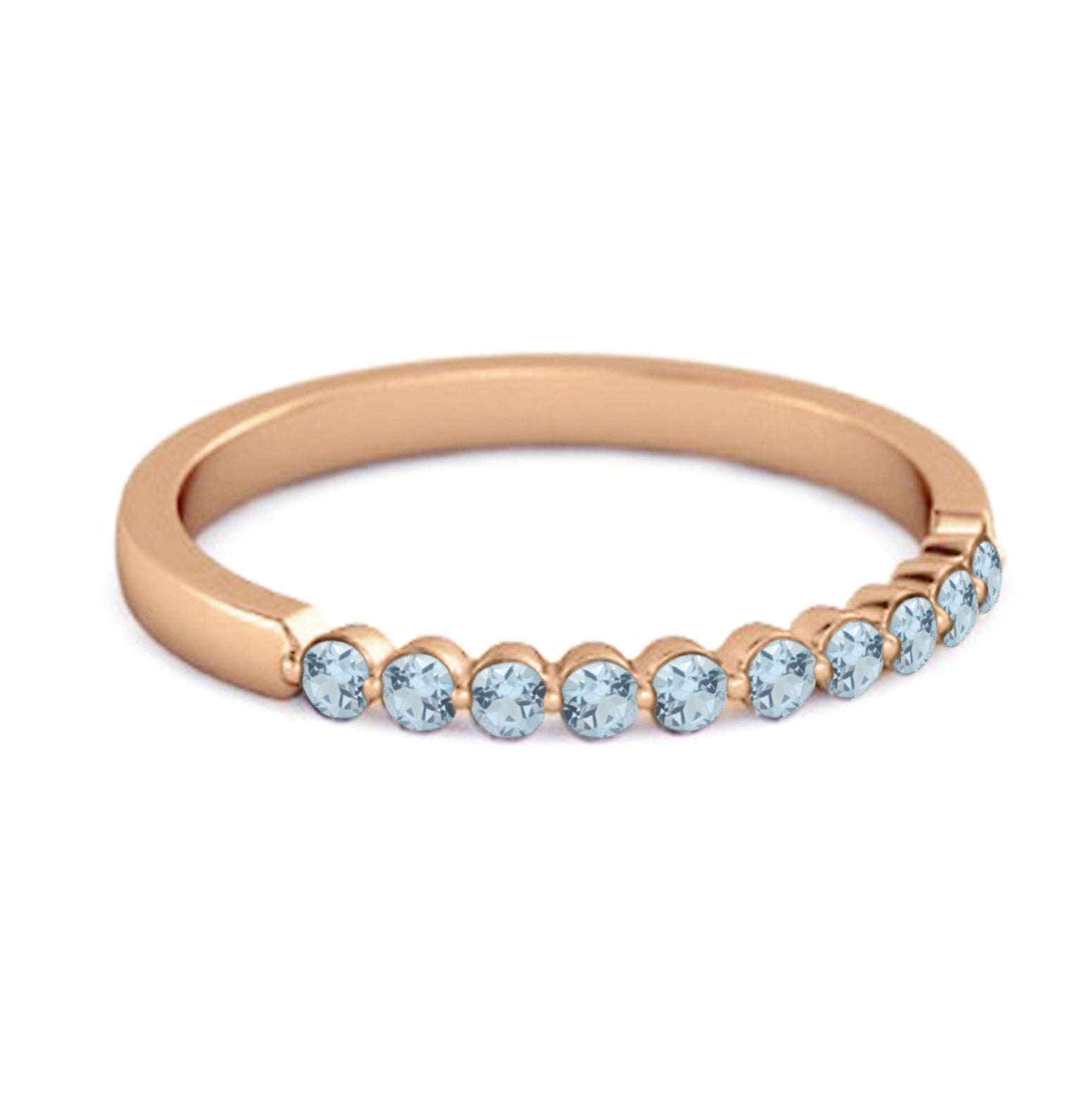 Blue Topaz Half Eternity Design Band Ring – Sterling Silver