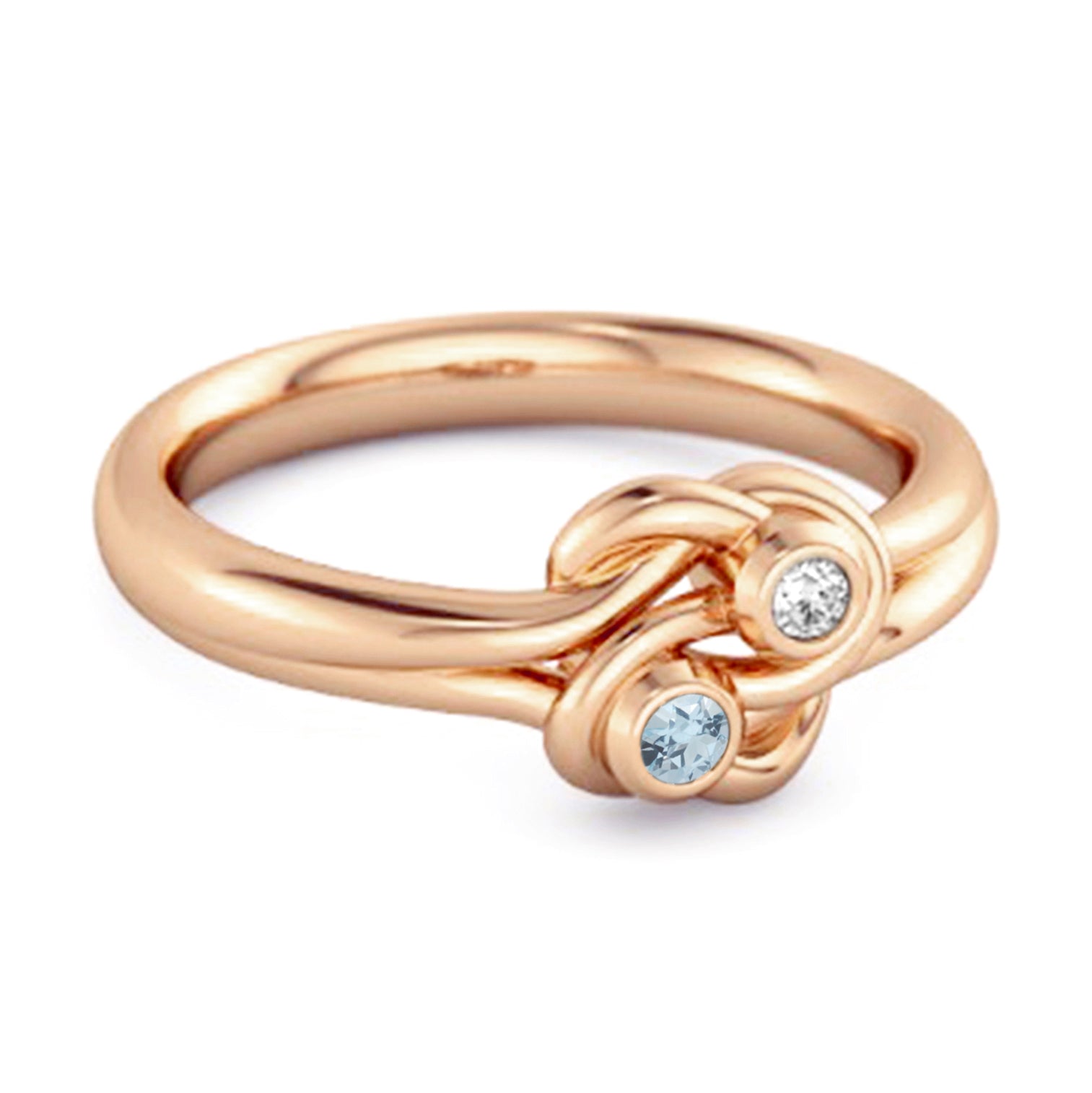 Anello di fidanzamento in argento sterling con topazio blu da 0,02 carati, personalizzato Love Knot