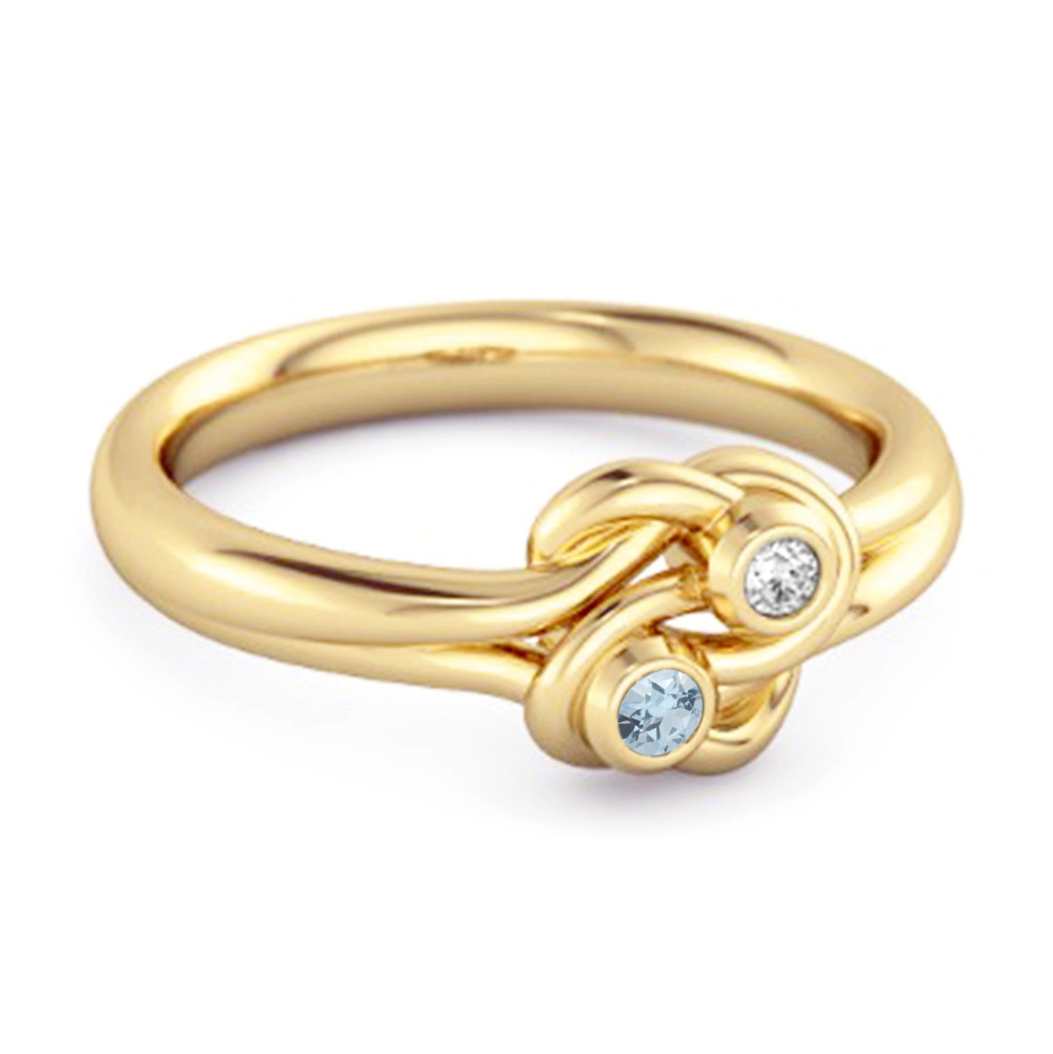 Anello di fidanzamento in argento sterling con topazio blu da 0,02 carati, personalizzato Love Knot