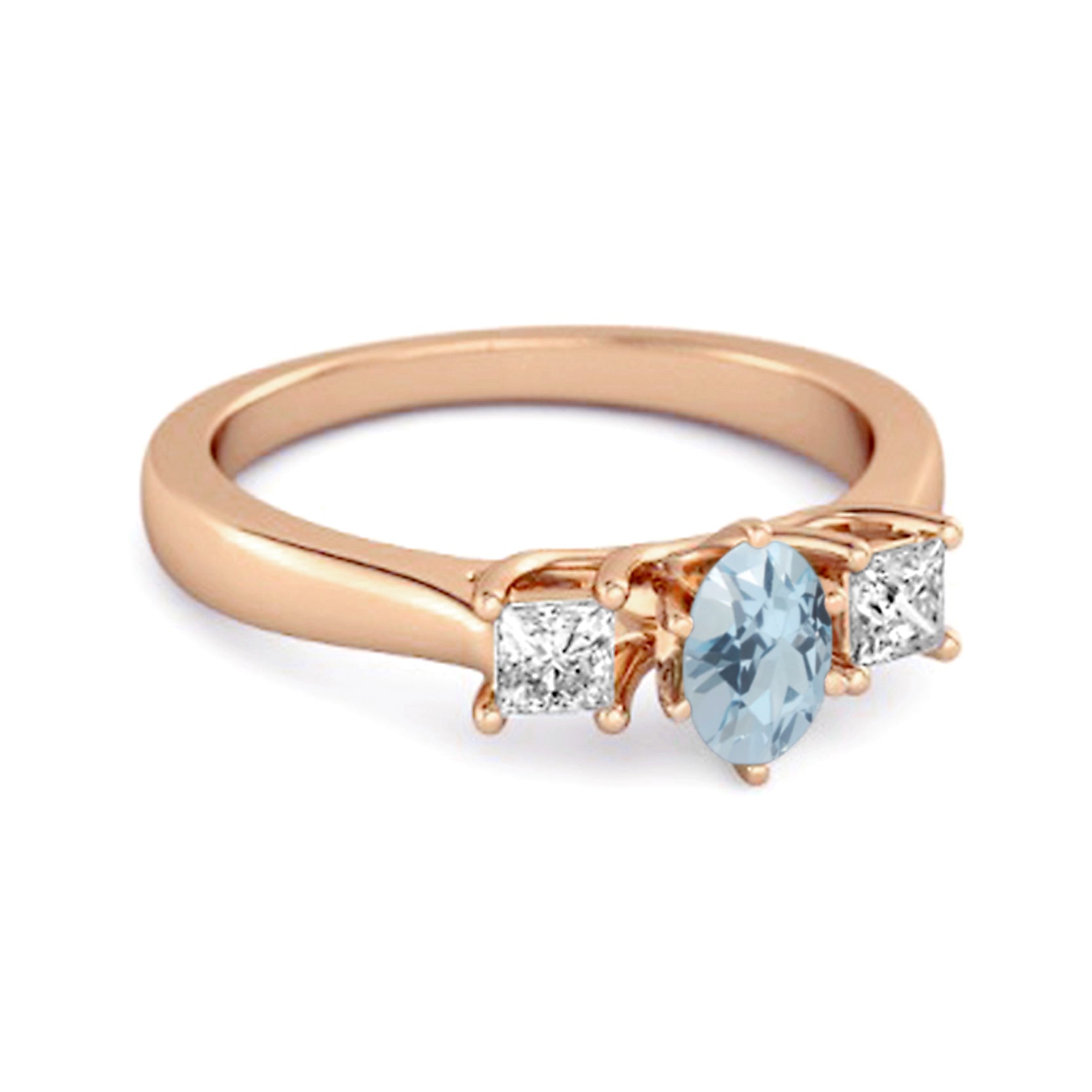 Blue Topaz Elegant Three Stone Ring - Sterling Silver