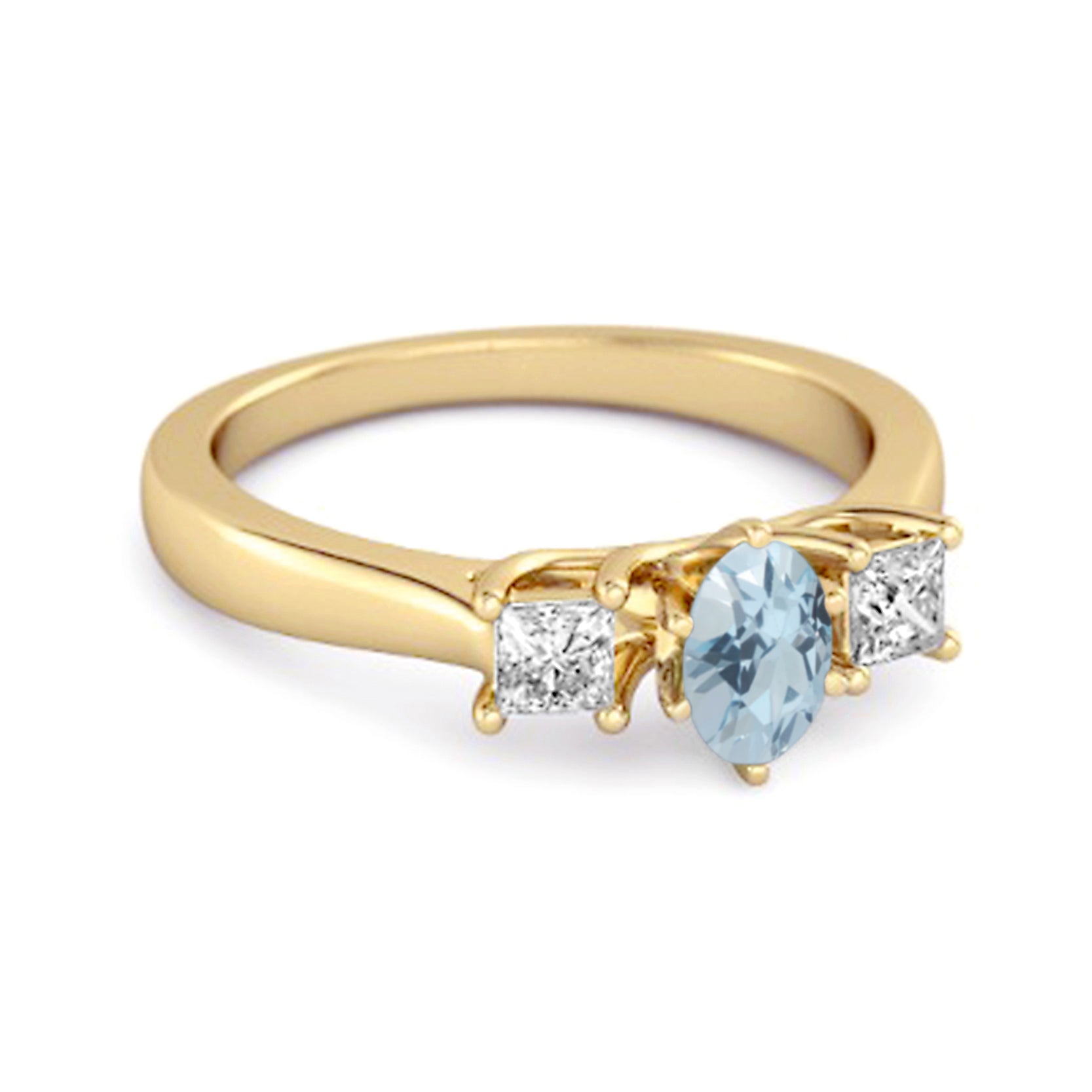 Blue Topaz Elegant Three Stone Ring - Sterling Silver