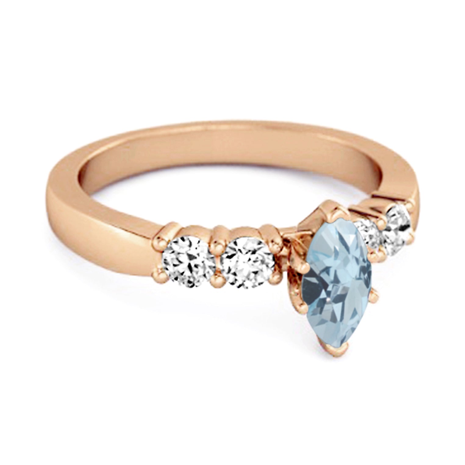 Anello Wishbone Princess Ariana con topazio blu taglio marquise da 0,10 ct