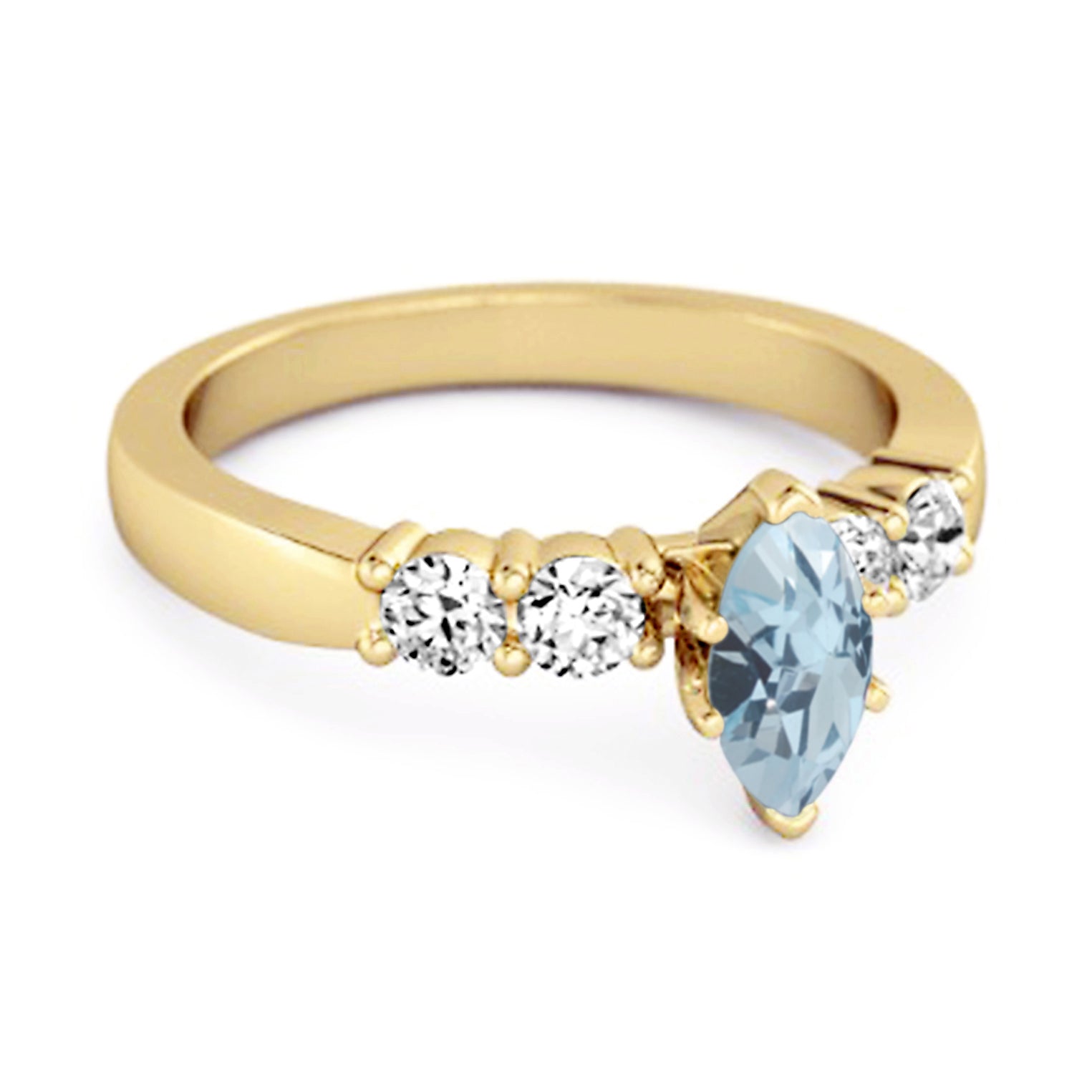 Anello Wishbone Princess Ariana con topazio blu taglio marquise da 0,10 ct