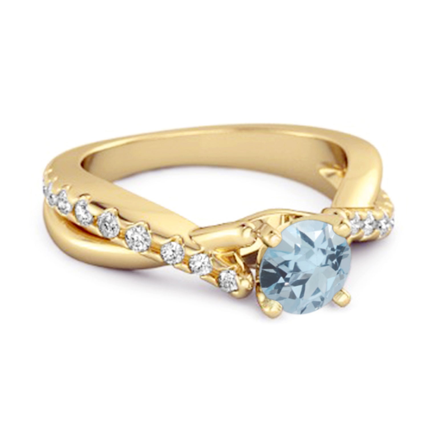 Anello con gambo intrecciato in argento sterling 925 con accenti di topazio blu
