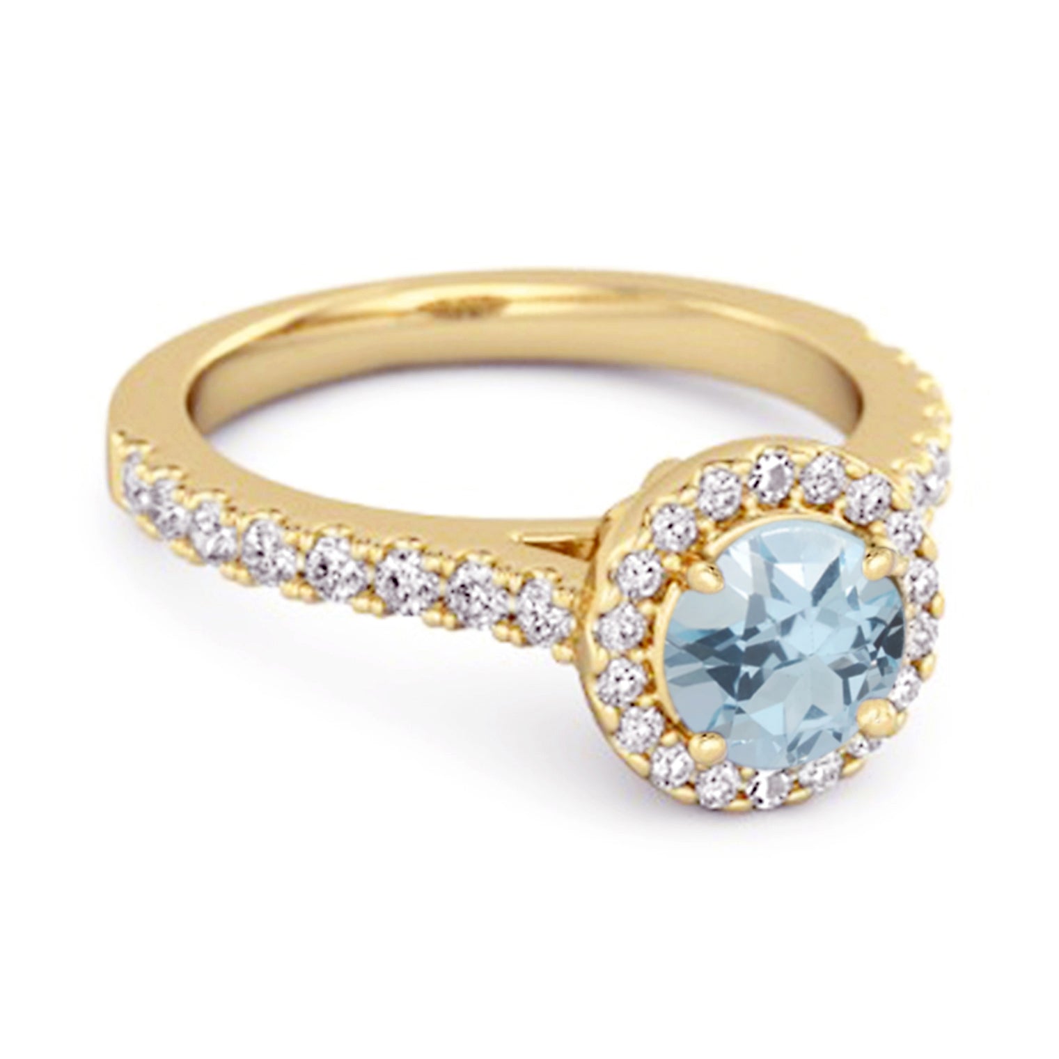 Blue Topaz Round Halo Accents Ring – Sterling Silver