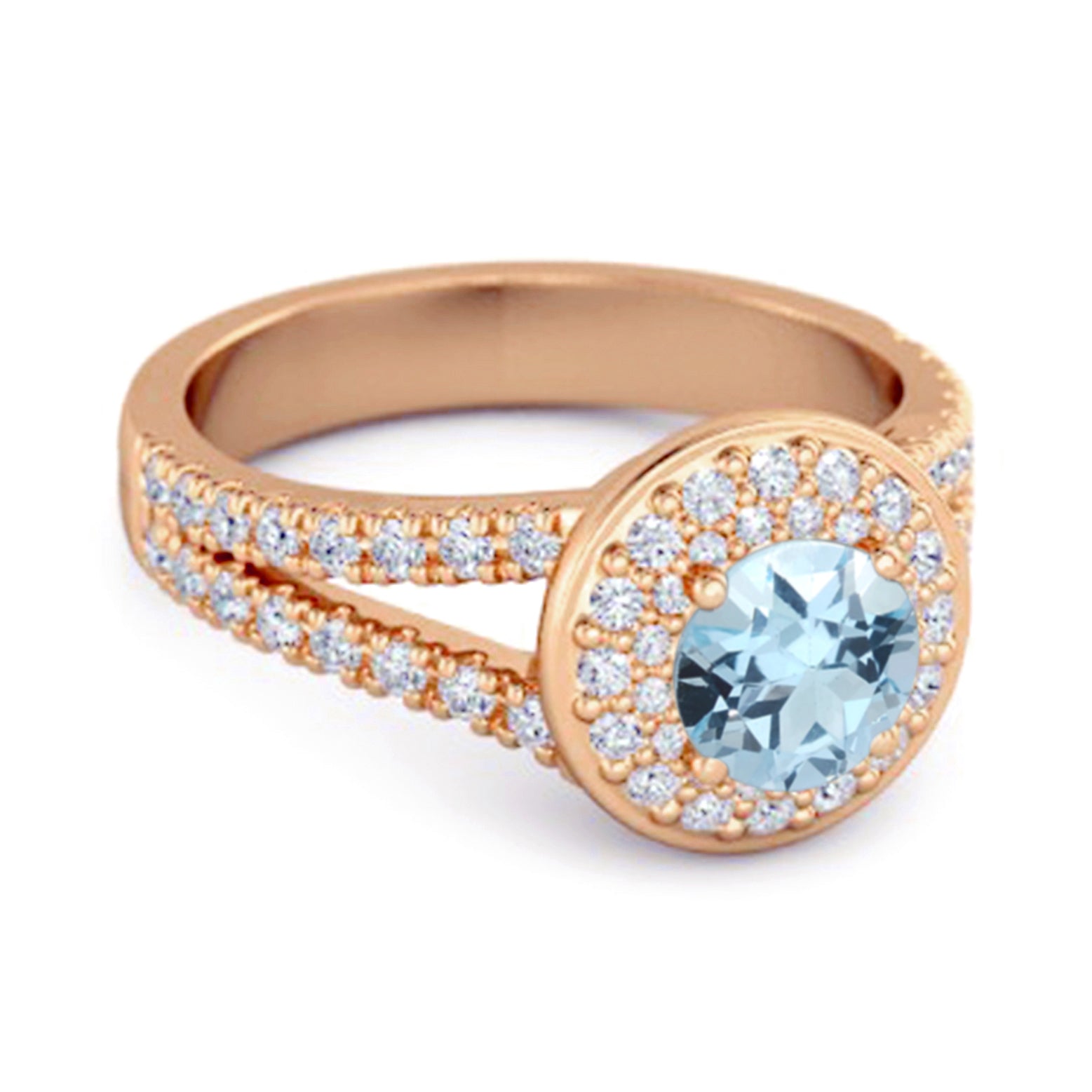 Blue Topaz Double Halo Accents Ring – Sterling Silver