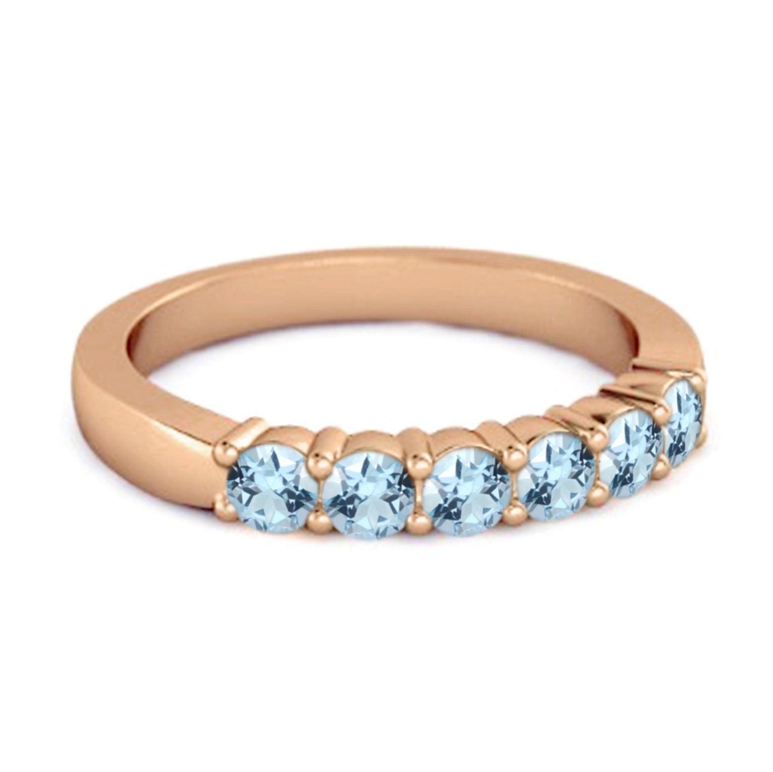 Blue Topaz Half Eternity Band Ring – Sterling Silver