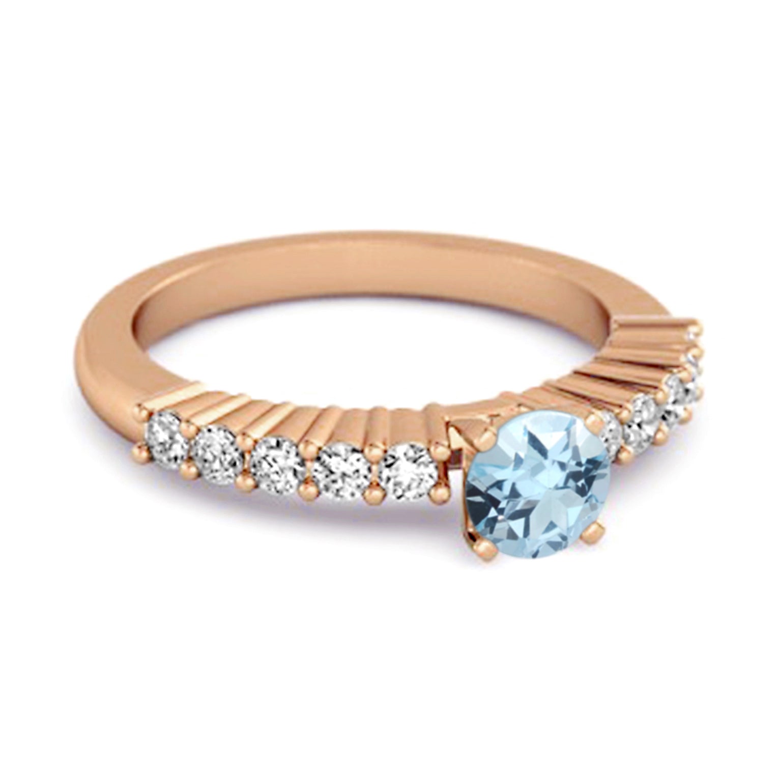Blue Topaz Round Solitaire Ring – Sterling Silver