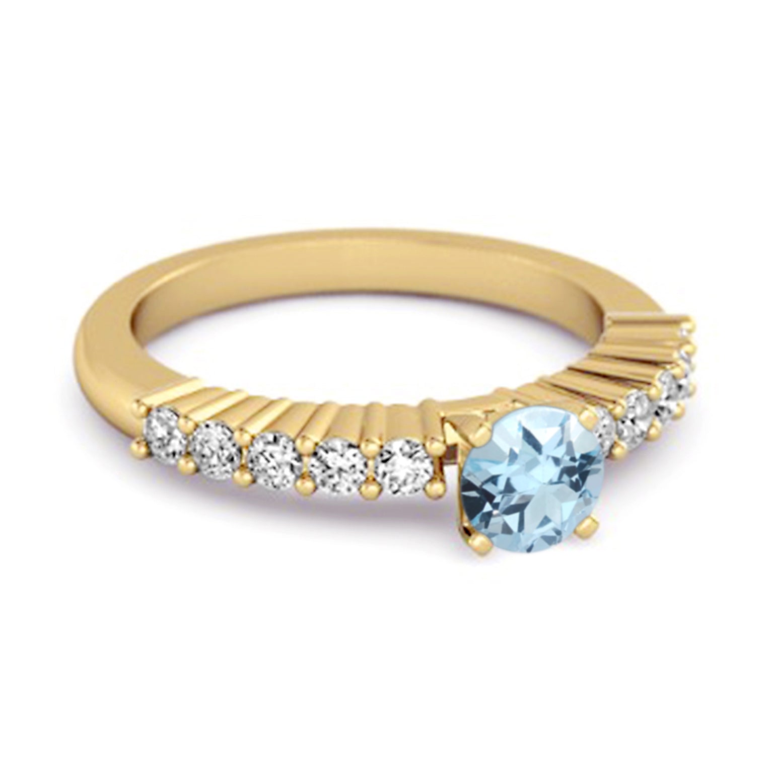 Blue Topaz Round Solitaire Ring – Sterling Silver