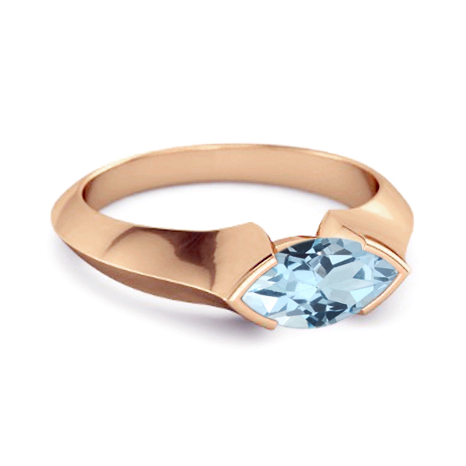 Anello di fidanzamento in argento sterling 925 con topazio blu marquise da 0,25 carati