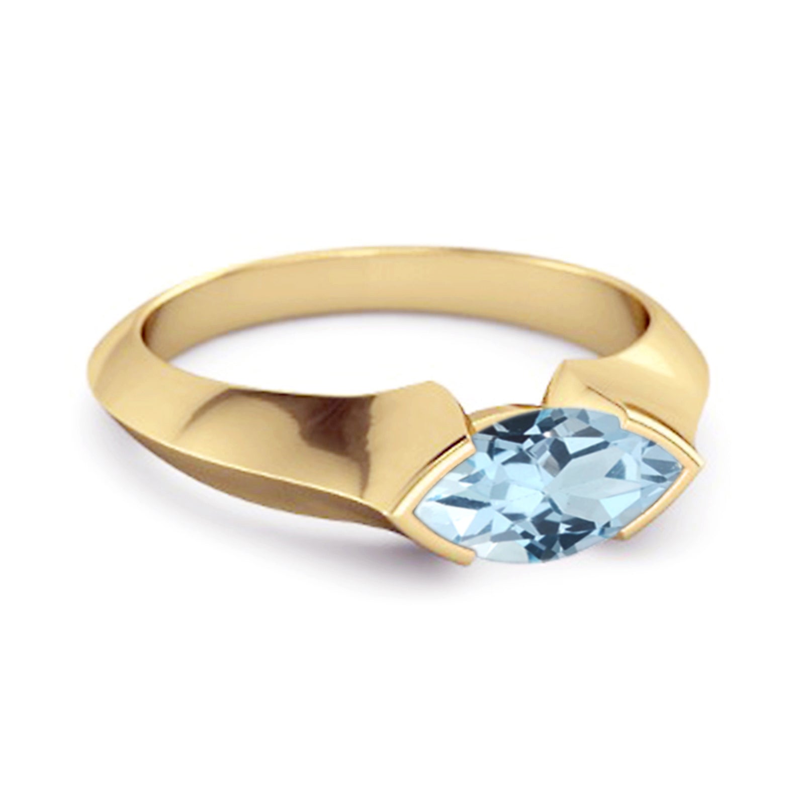 Anello di fidanzamento in argento sterling 925 con topazio blu marquise da 0,25 carati