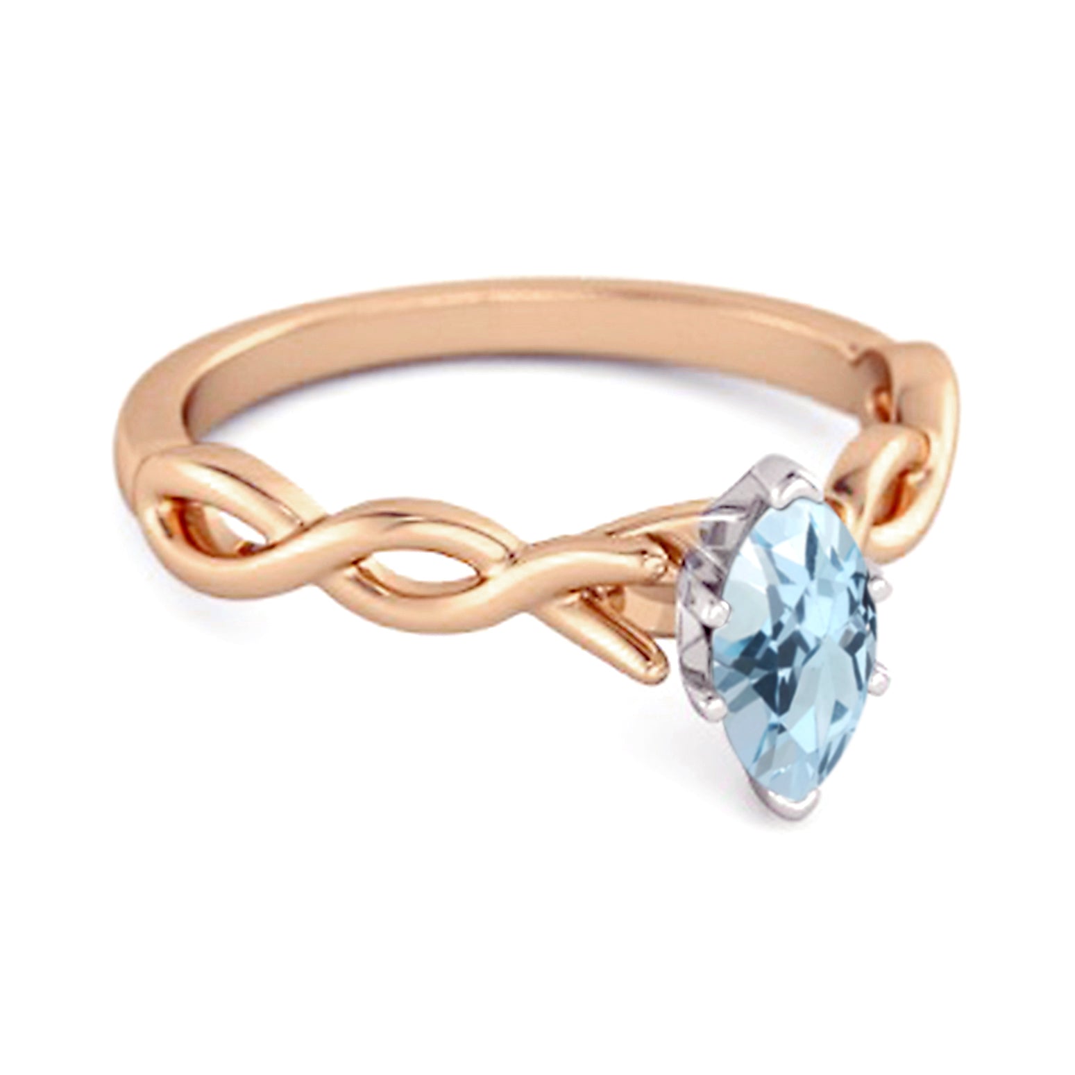 Anello di fidanzamento in argento sterling con topazio blu da 0,25 ct e pietra portafortuna di gennaio