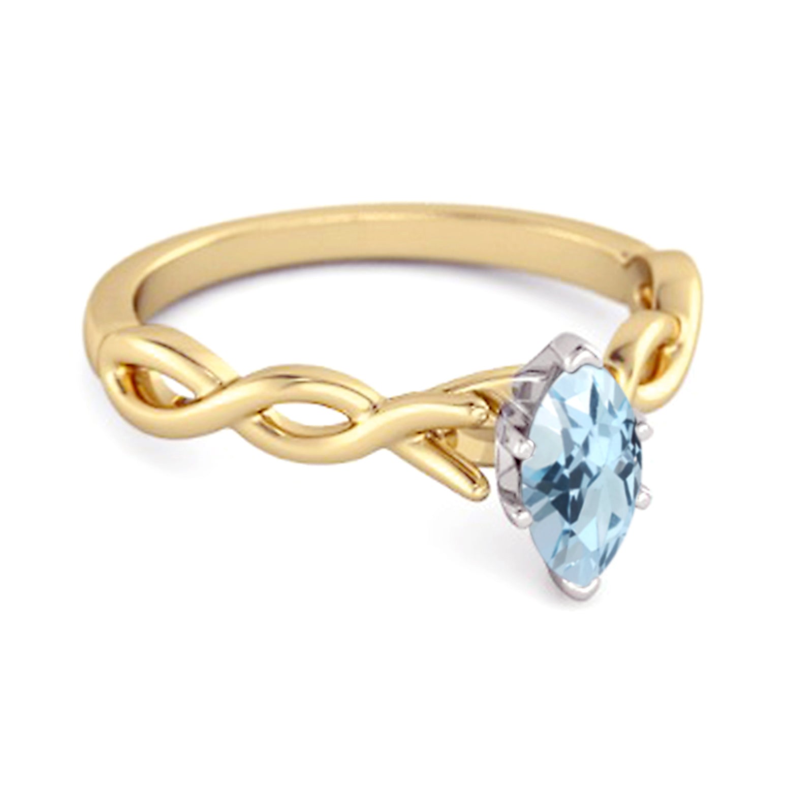 Anello di fidanzamento in argento sterling con topazio blu da 0,25 ct e pietra portafortuna di gennaio