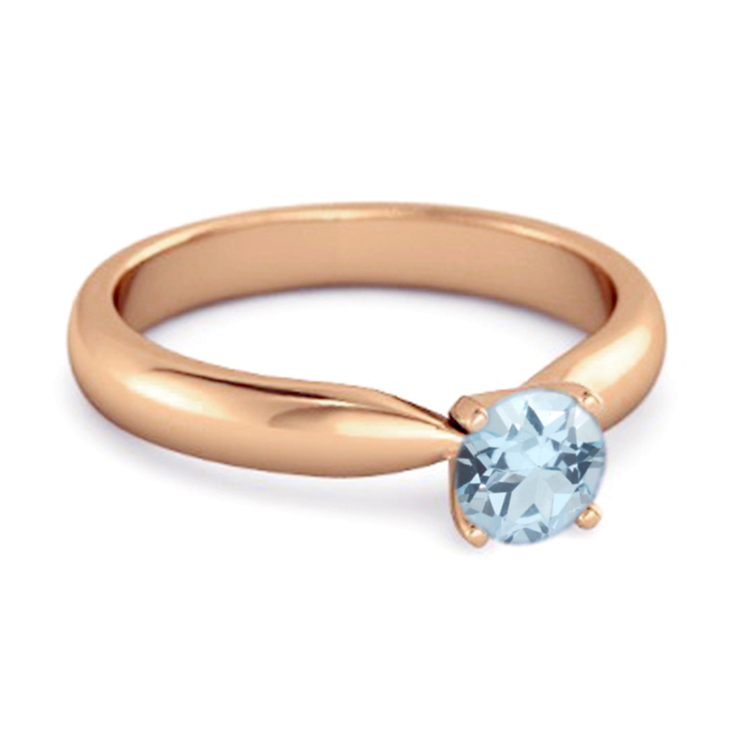 Blue Topaz Classic Solitaire Ring - Sterling Silver