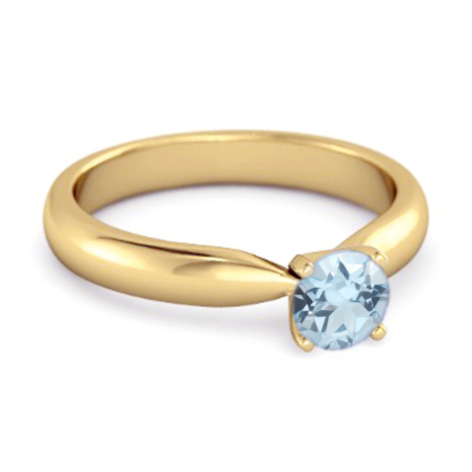 Blue Topaz Classic Solitaire Ring - Sterling Silver