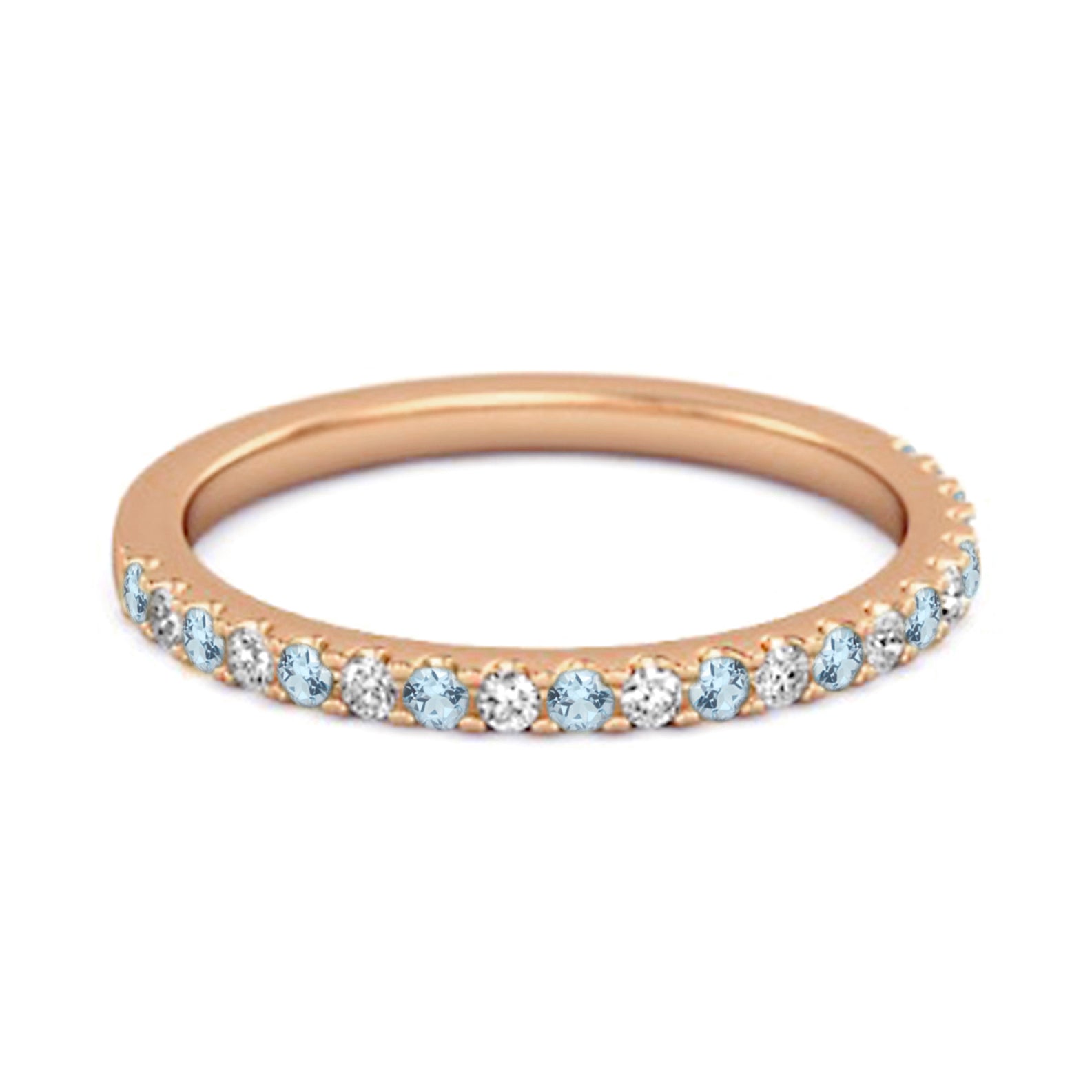 Blue Topaz Eternity Band Ring - Sterling Silver