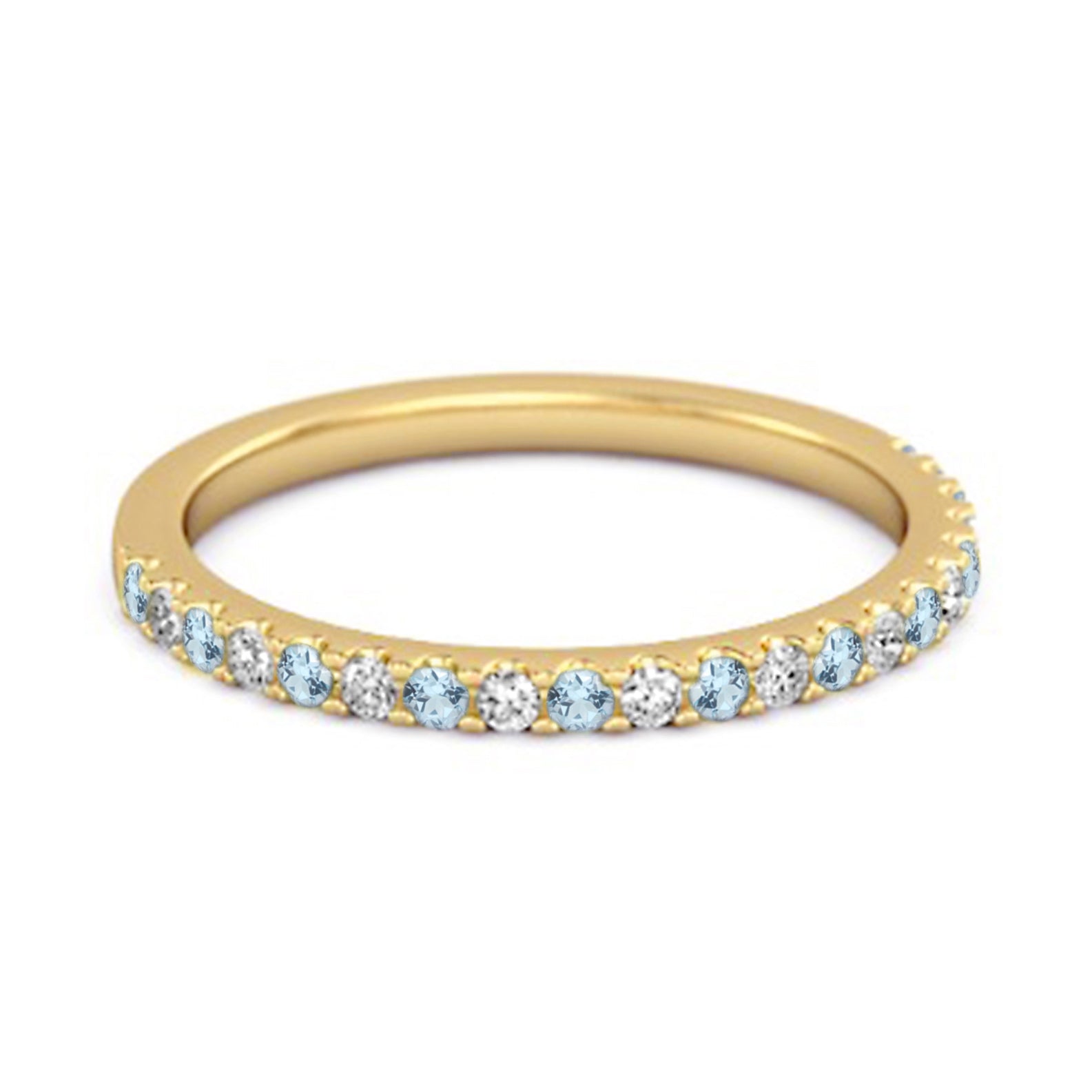 Blue Topaz Eternity Band Ring - Sterling Silver