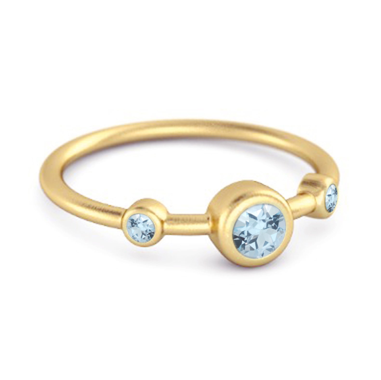 Blue Topaz Triple Bezel-Set Ring - Sterling Silver