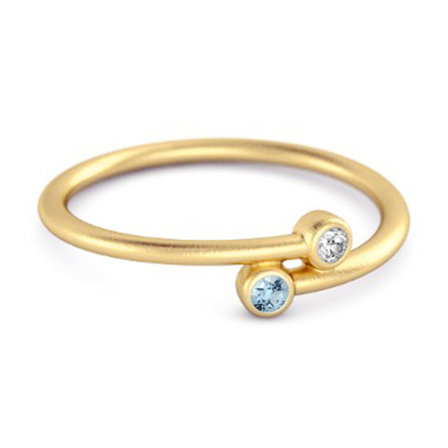 Blue Topaz Open Bezel Two-Stone Ring - Sterling Silver