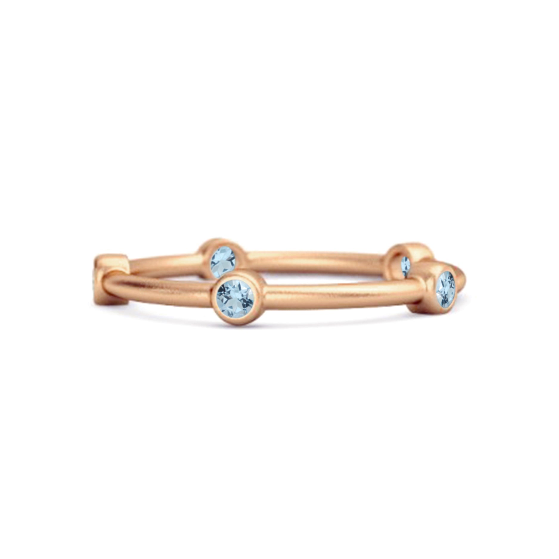 Fede nuziale impilabile in argento sterling 925 con cinque pietre di topazio blu